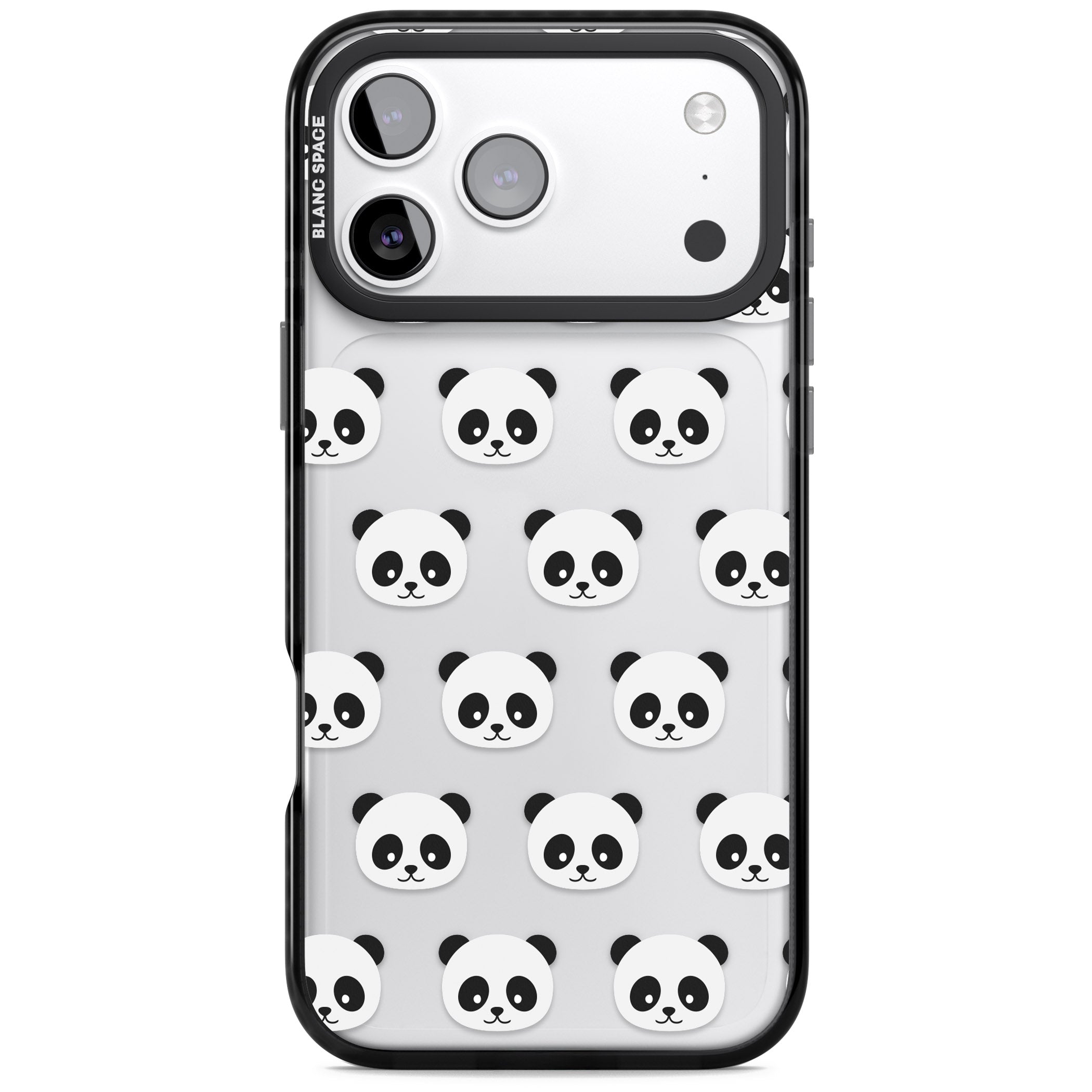 Panda Face Pattern iPhone 17 Pro Impact Black Phone Case