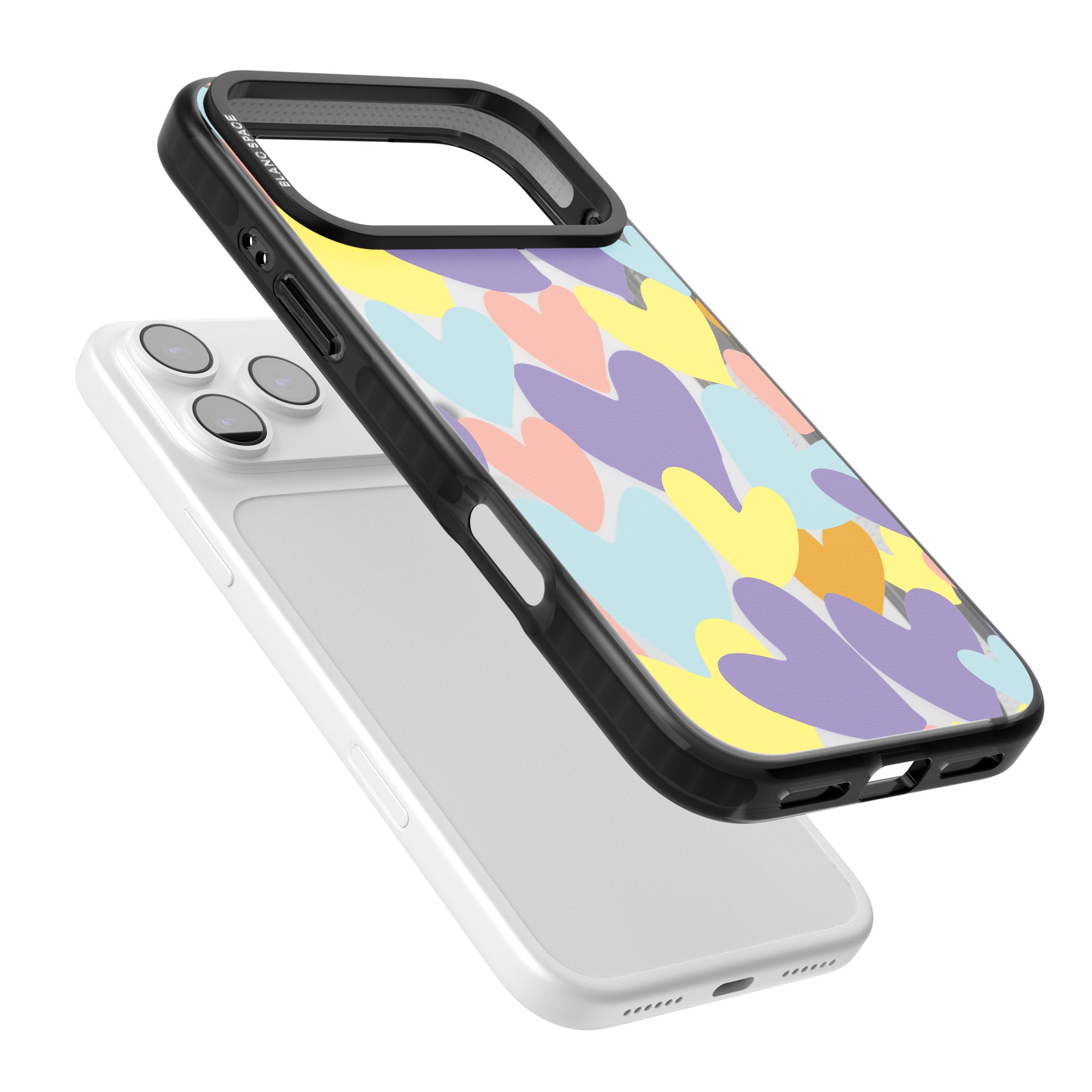 Pastel Hearts iPhone 17 Pro Impact Black Phone Case Colours