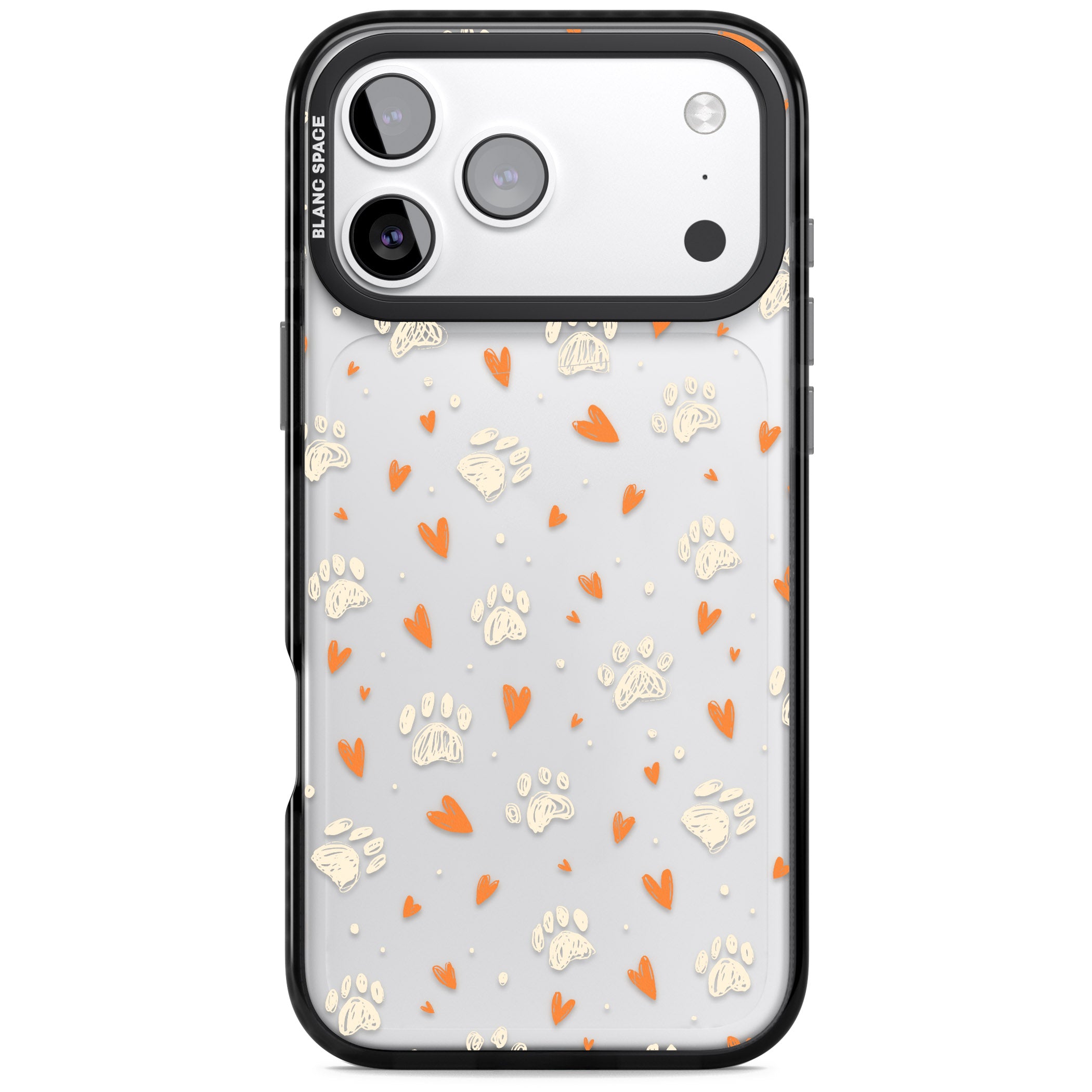 Paws And Hearts Pattern iPhone 17 Pro Impact Black Phone Case