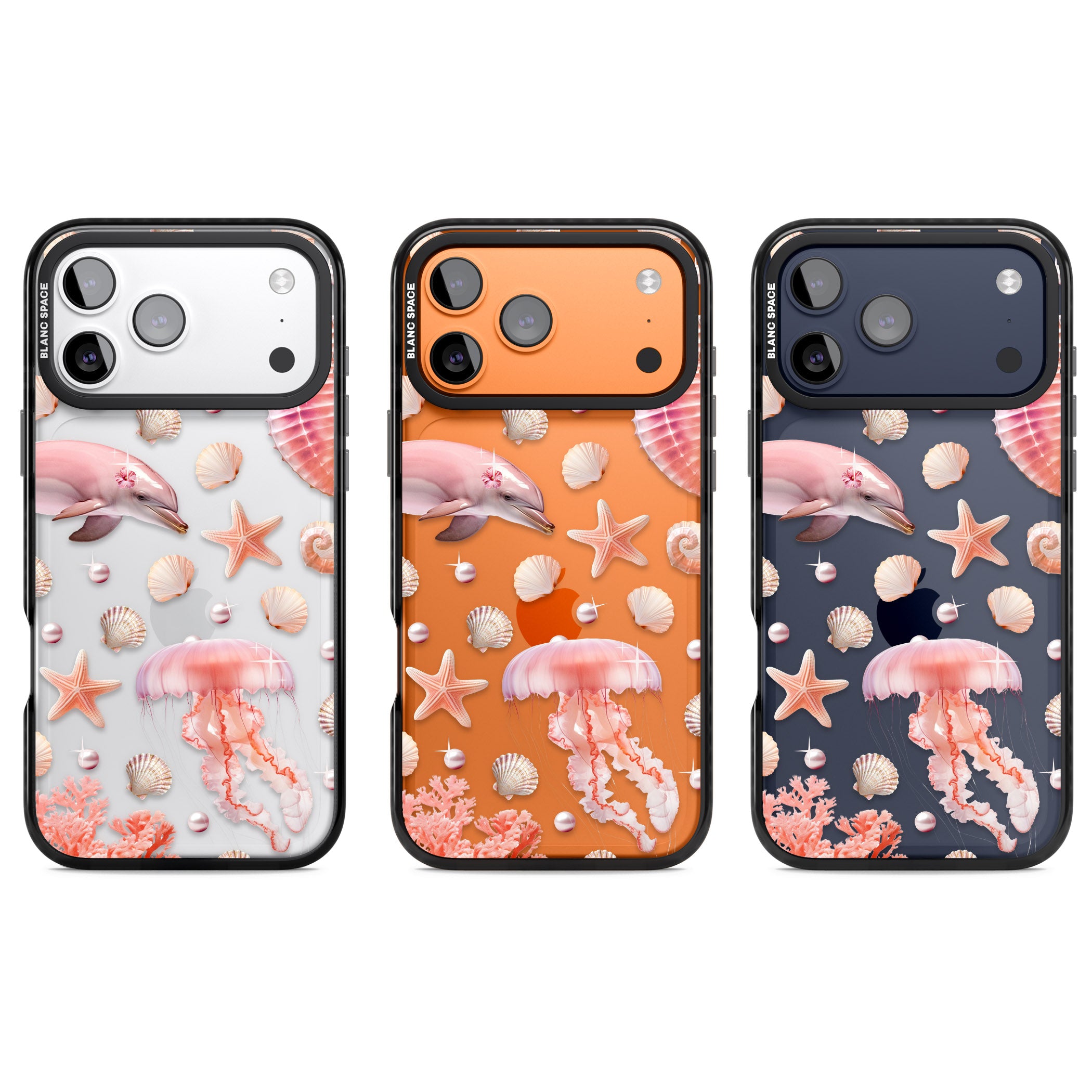 Pink Sealife iPhone 17 Pro Impact Black Phone Case APT Impact Protection