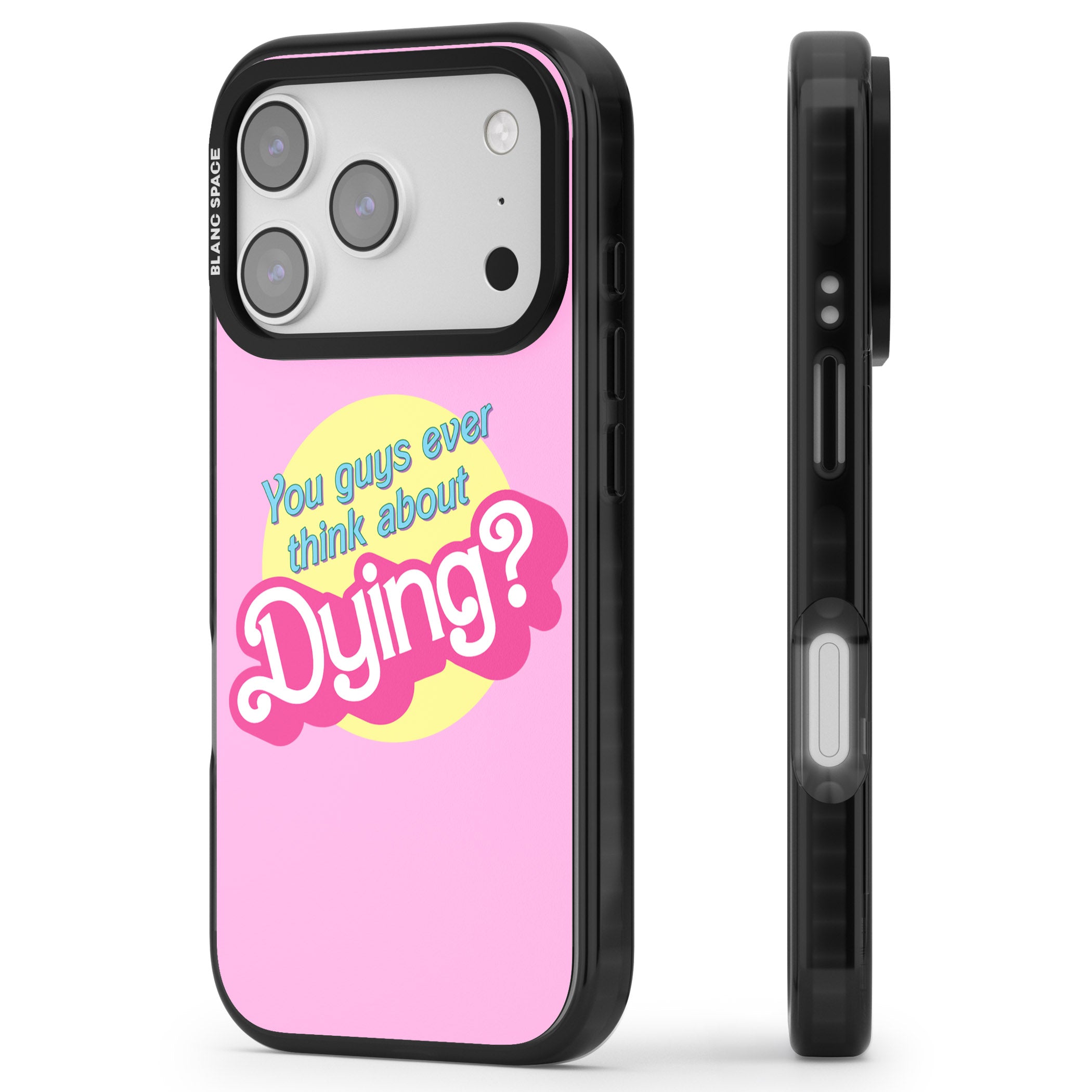 Ever Think About Dying? iPhone 17 Pro Impact Black Phone Case Side Profile