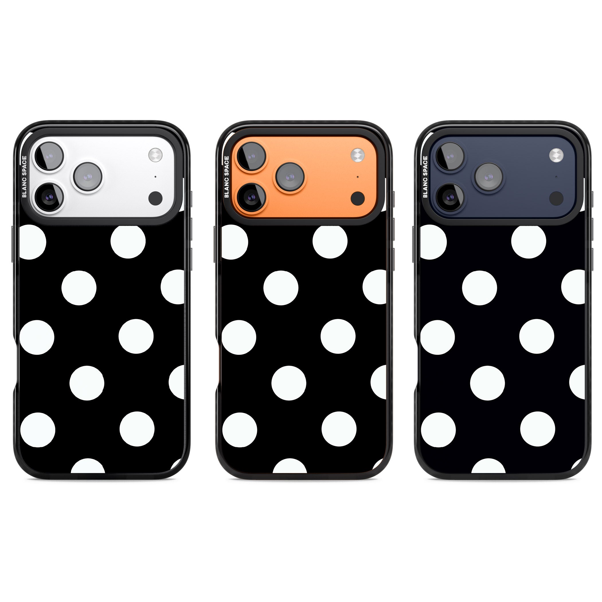 Chic Black Polka Dot iPhone 17 Pro Impact Black Phone Case APT Impact Protection