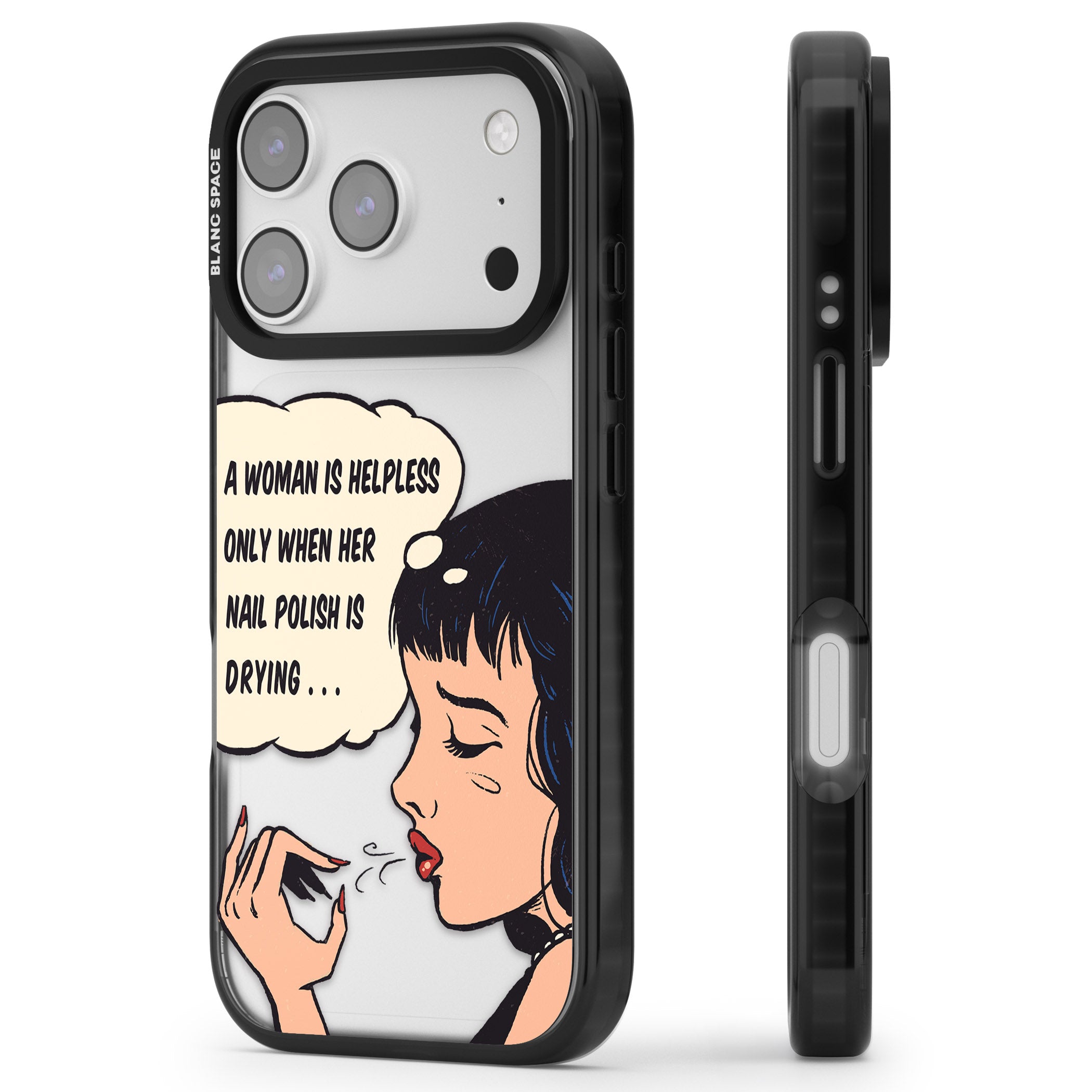 Drying Nails Pop Art iPhone 17 Pro Impact Black Phone Case Side Profile