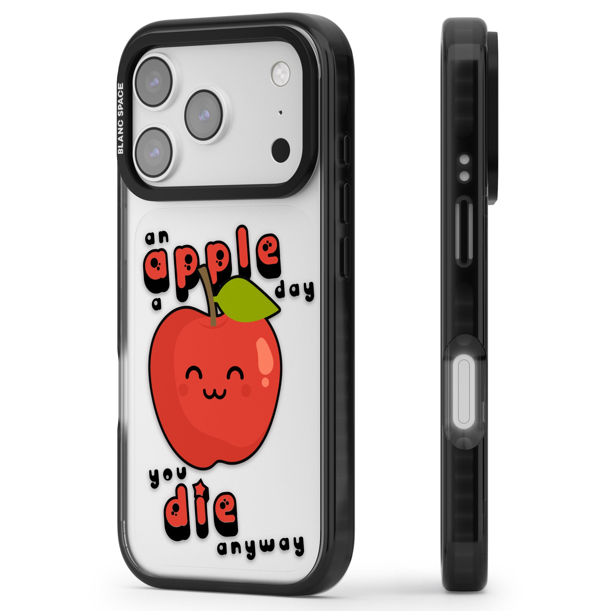 An Apple A Day iPhone 17 Pro Impact Black Phone Case Side Profile