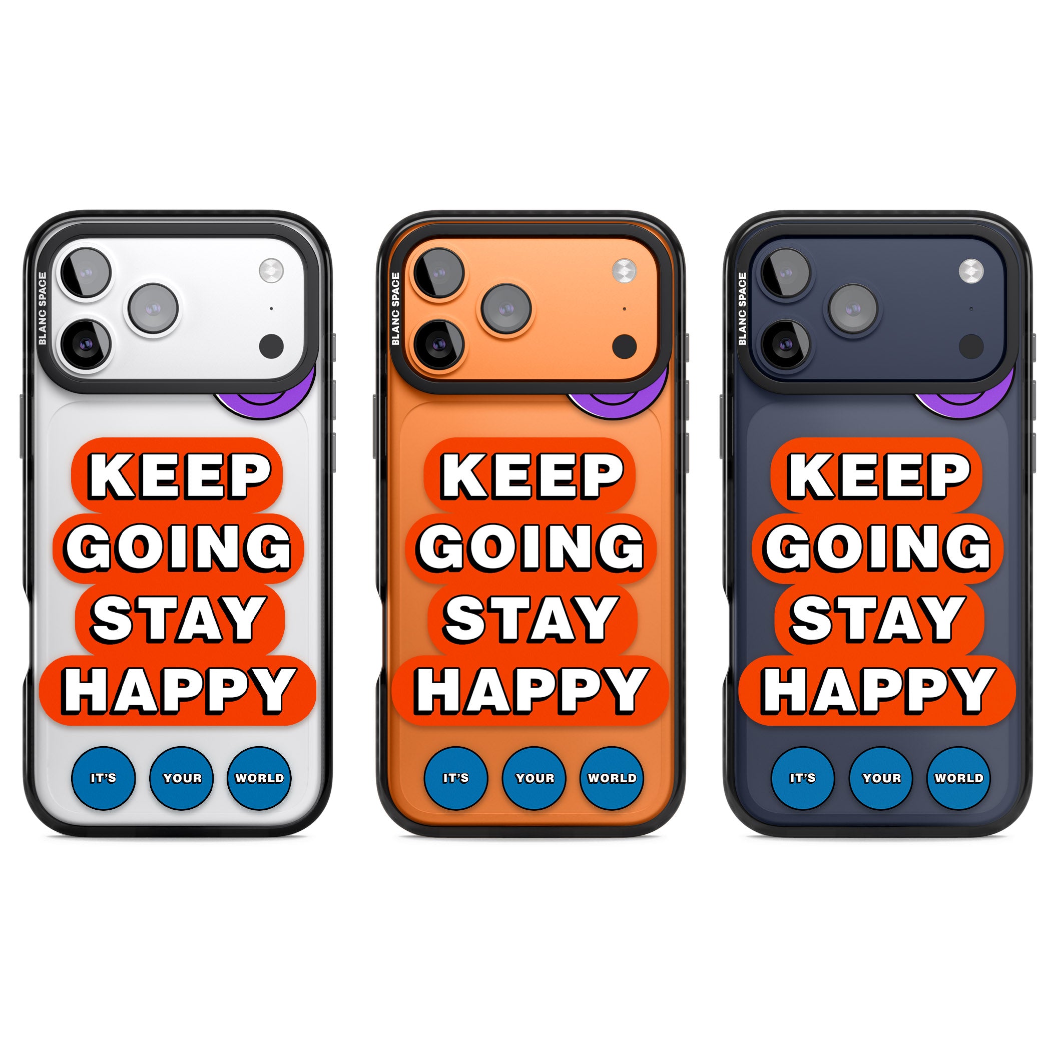 Keep Going Stay Happy iPhone 17 Pro Impact Black Phone Case APT Impact Protection