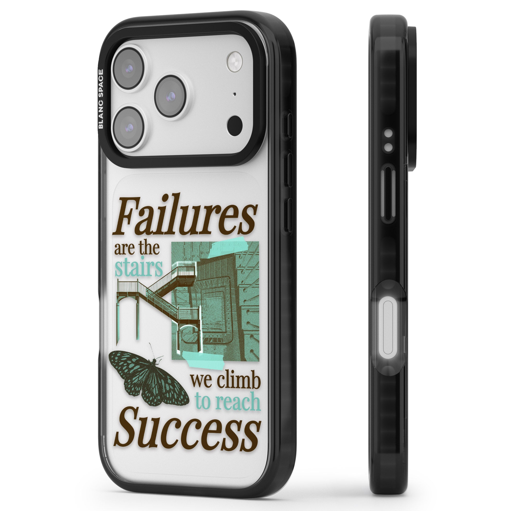 Fail To Succeed iPhone 17 Pro Impact Black Phone Case Side Profile