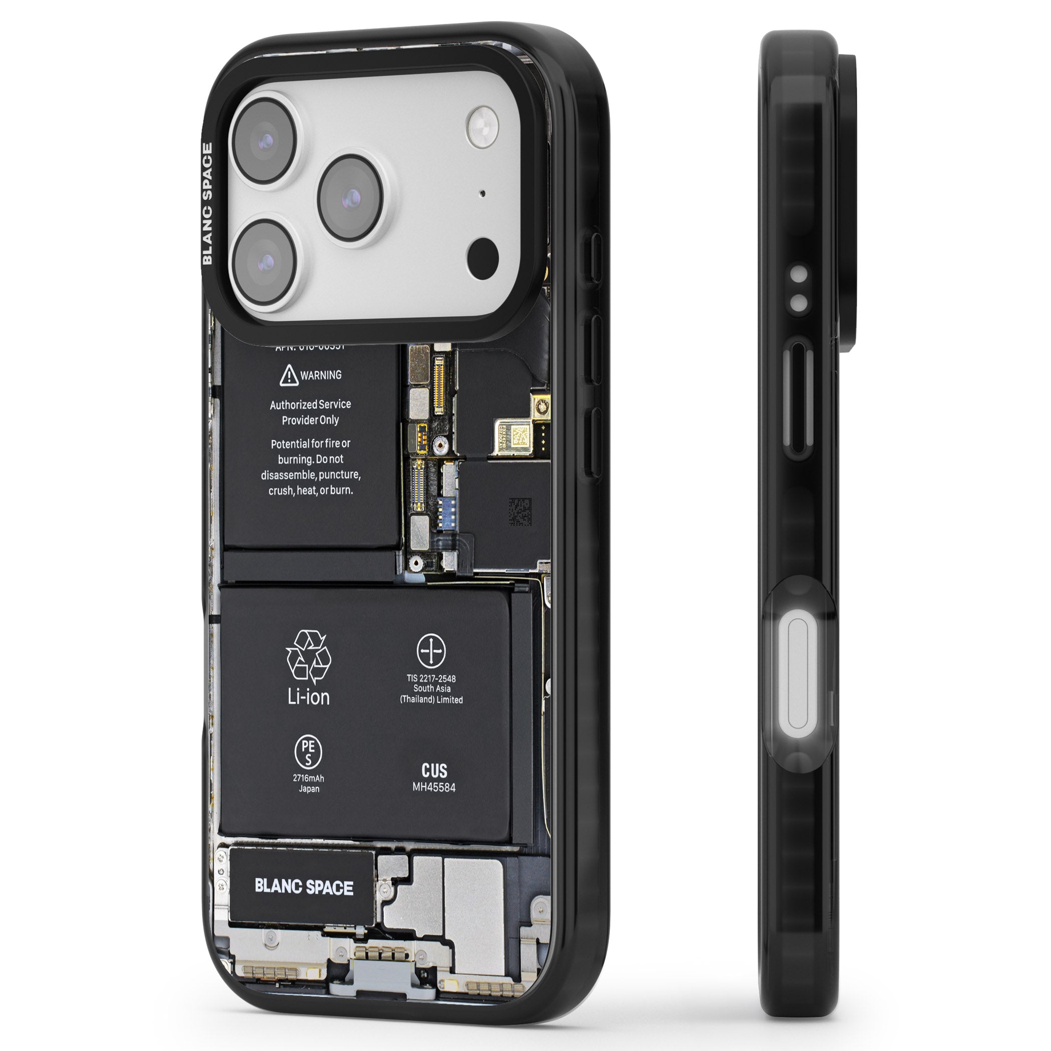 Circuit Board Standard iPhone 17 Pro Impact Black Phone Case Side Profile