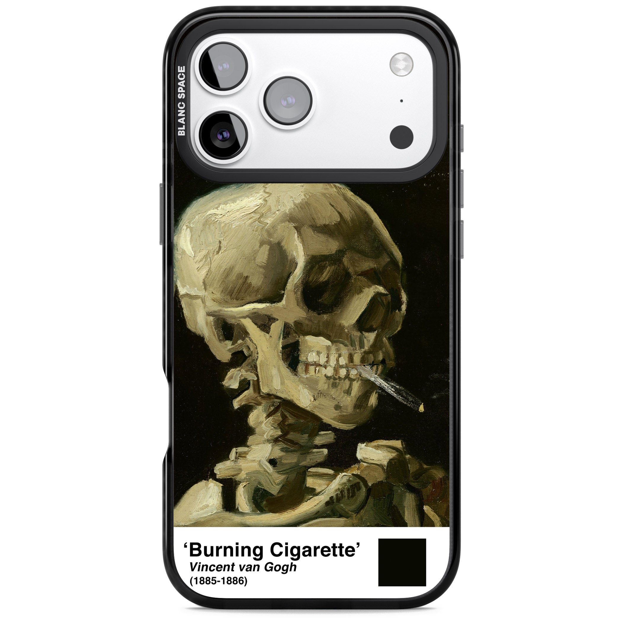 Skull Of A Skeleton With Burning Cigarette iPhone 17 Pro Impact Black Phone Case