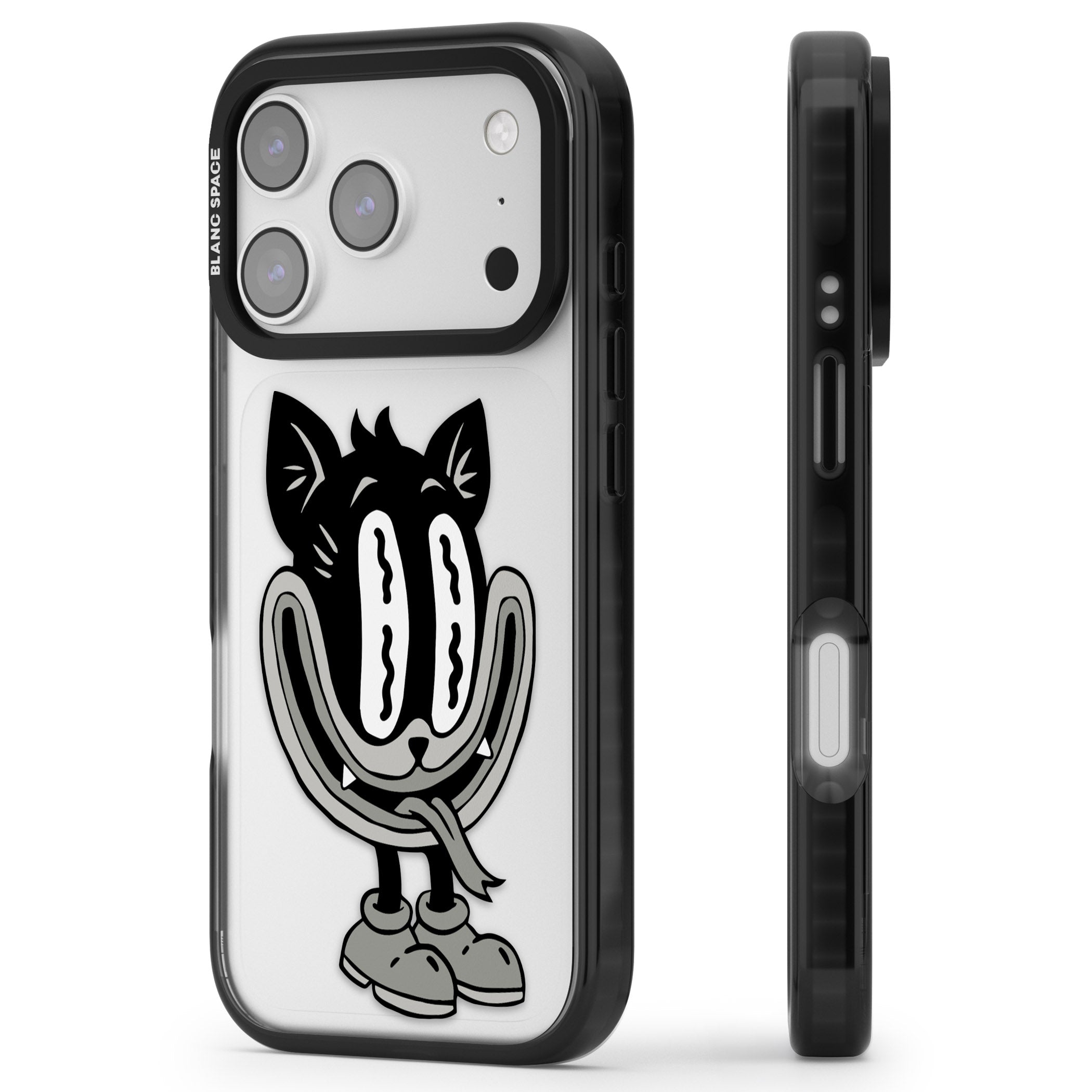 Faded Feline iPhone 17 Pro Impact Black Phone Case Side Profile