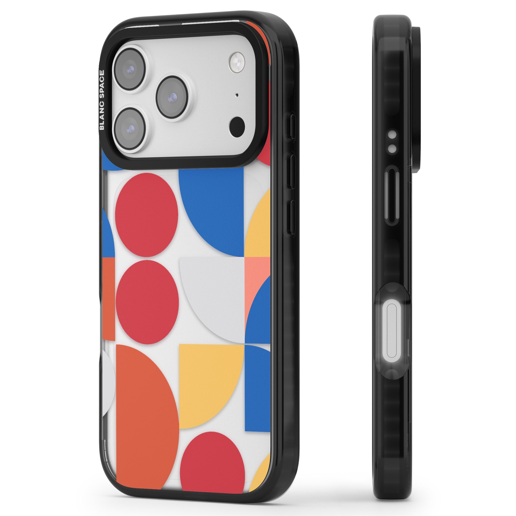 Abstract Colorful Geometric iPhone 17 Pro Impact Black Phone Case Side Profile