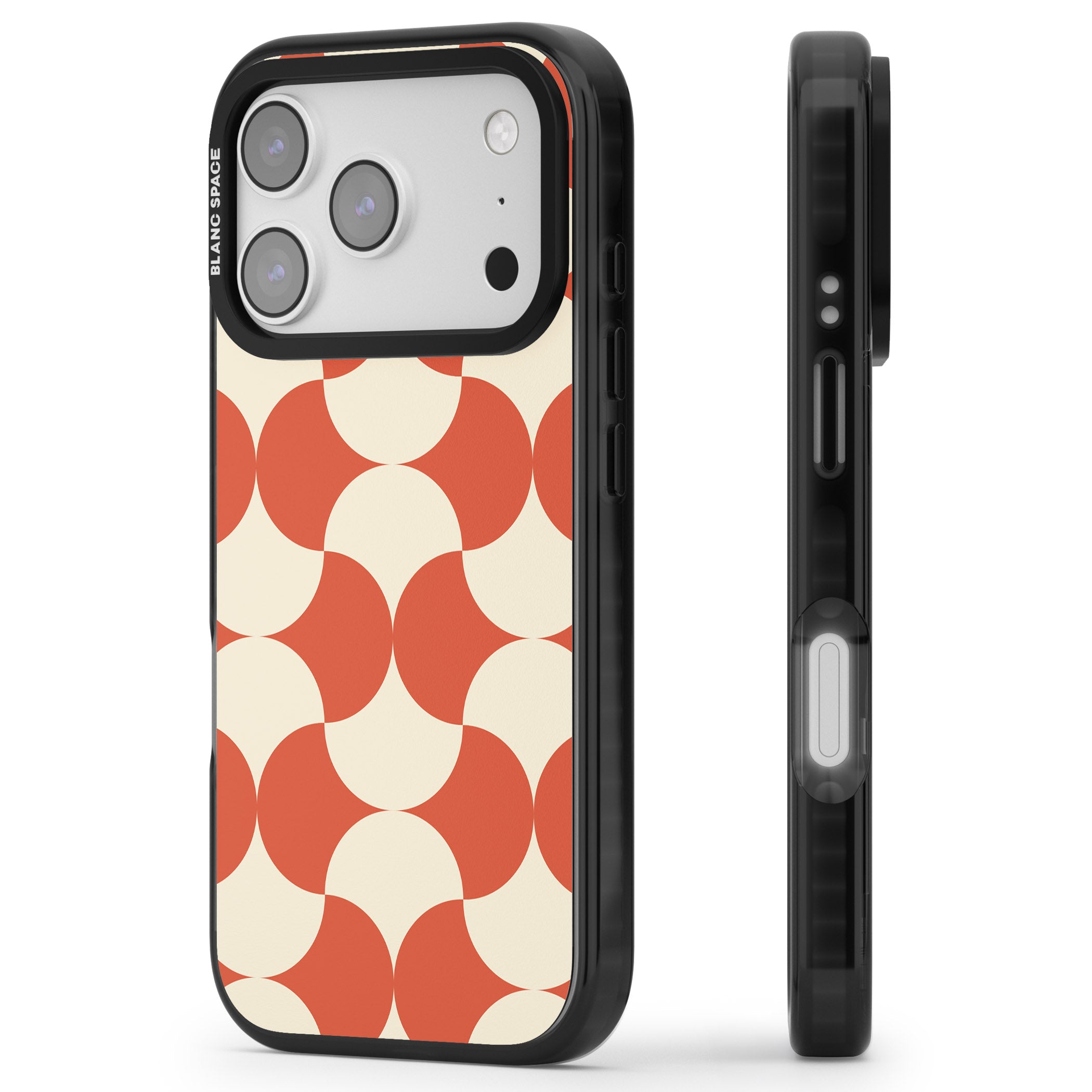 Abstract Retro Shapes iPhone 17 Pro Impact Black Phone Case Side Profile