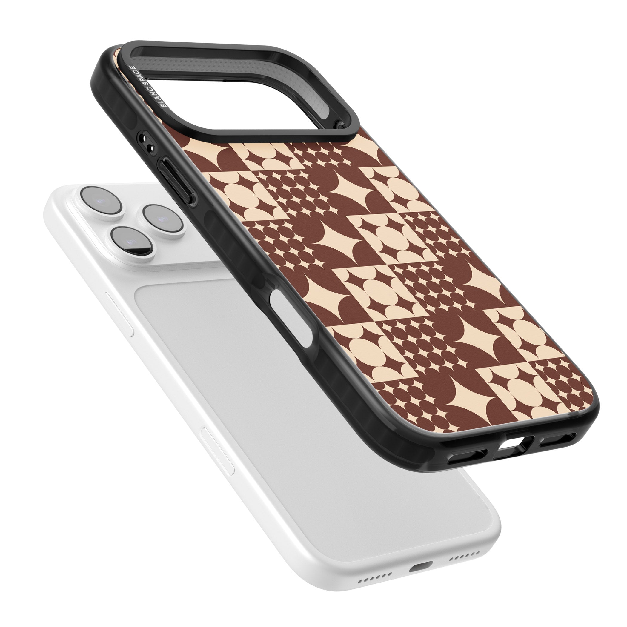 Mid Century Brown Checked iPhone 17 Pro Impact Black Phone Case Colours