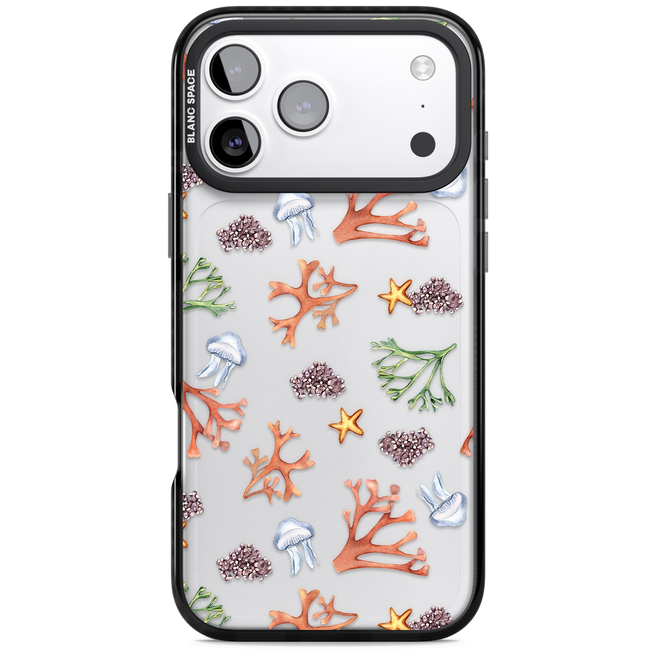 Coral & Jellyfish iPhone 17 Pro Impact Black Phone Case