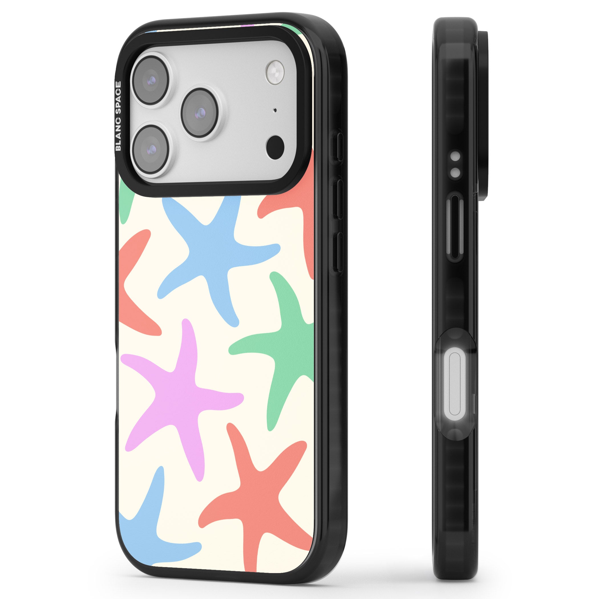 Pastel Starfish iPhone 17 Pro Impact Black Phone Case Side Profile