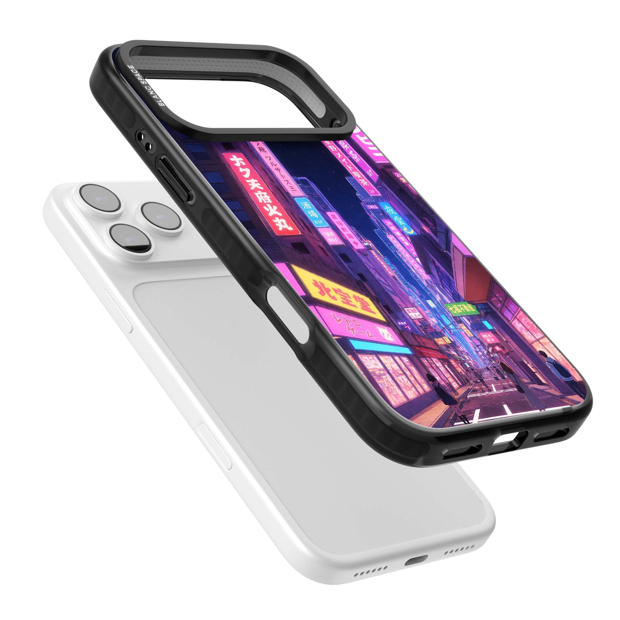 Shibuya At Night Japanese neon city iPhone case featuring glowing kanji signs, pink storefronts and a Tokyo street at n | Clear Impact case for iPhone 17 Pro, iPhone 17 Pro Max