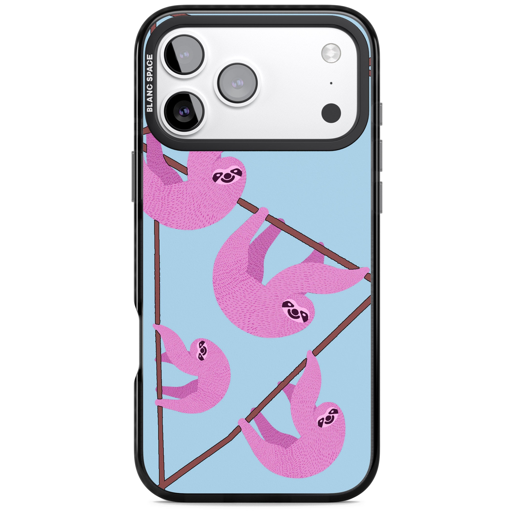 Pink Sloth iPhone 17 Pro Impact Black Phone Case
