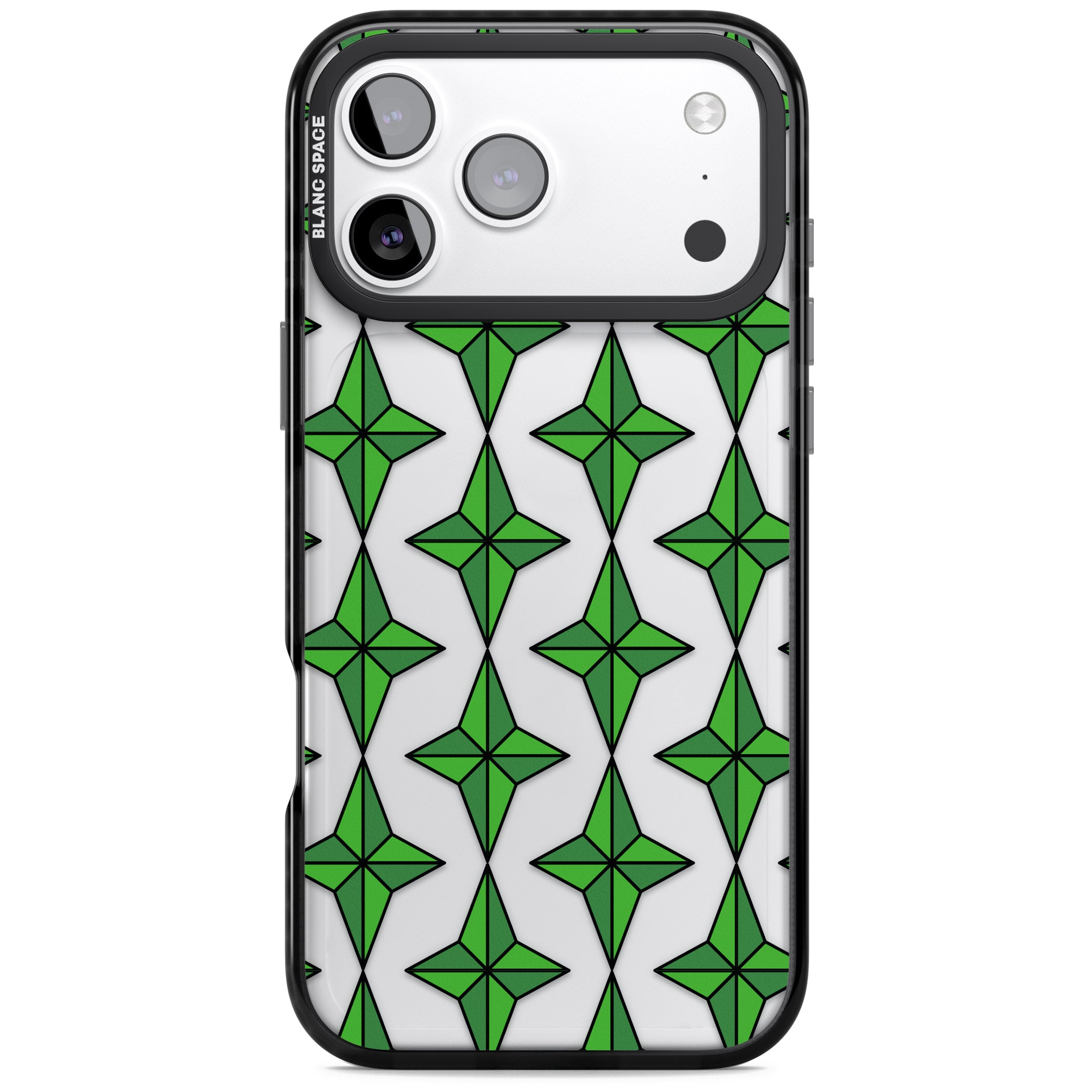 Emerald Stars Pattern (Clear) iPhone 17 Pro Impact Black Phone Case