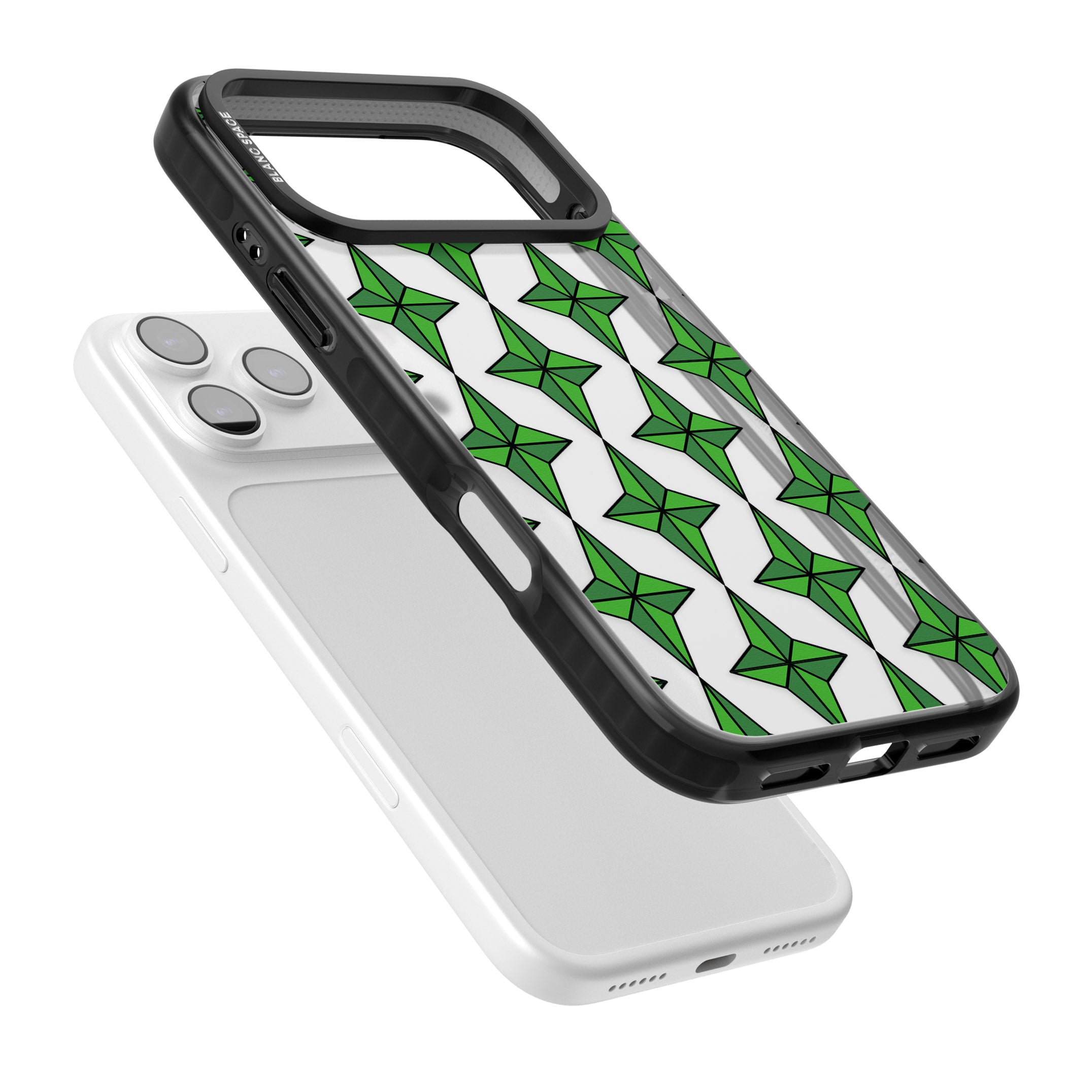 Emerald Stars Pattern (Clear) iPhone 17 Pro Impact Black Phone Case Colours