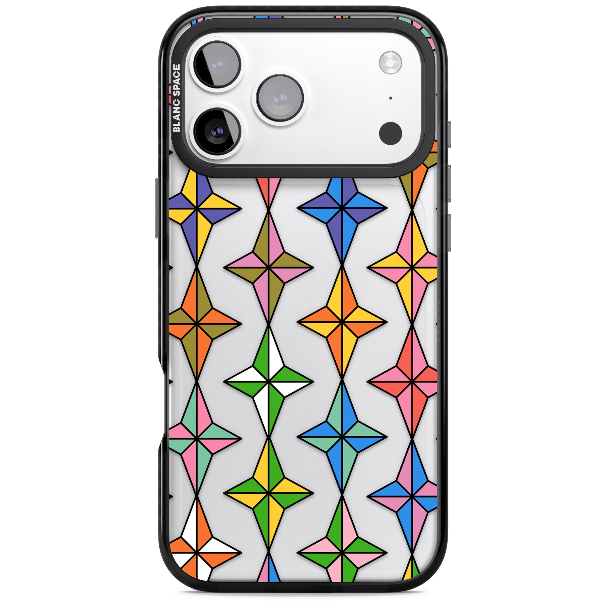 Multi Colour Stars Pattern iPhone 17 Pro Impact Black Phone Case
