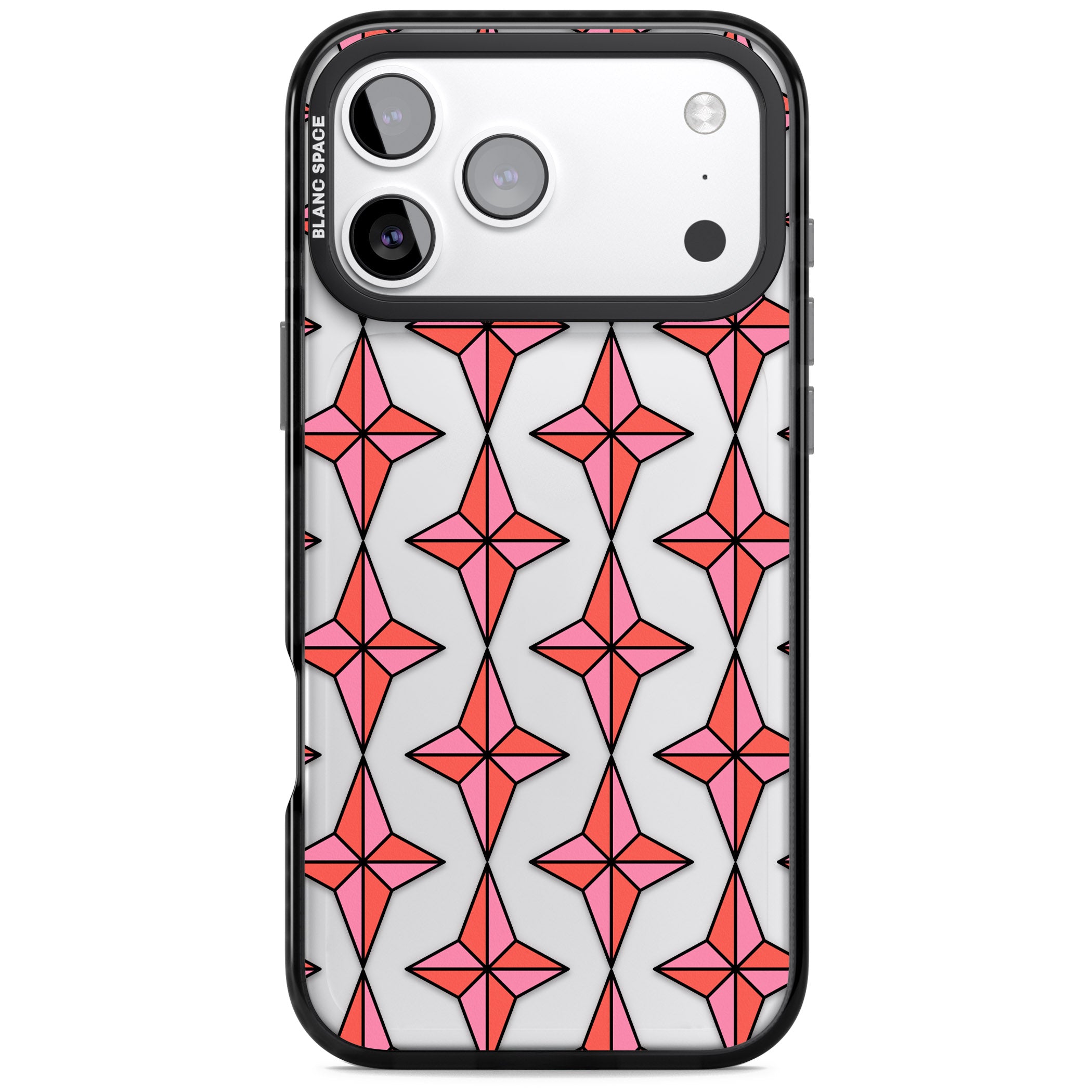Rose Stars Pattern (Clear) iPhone 17 Pro Max Impact Black Phone Case