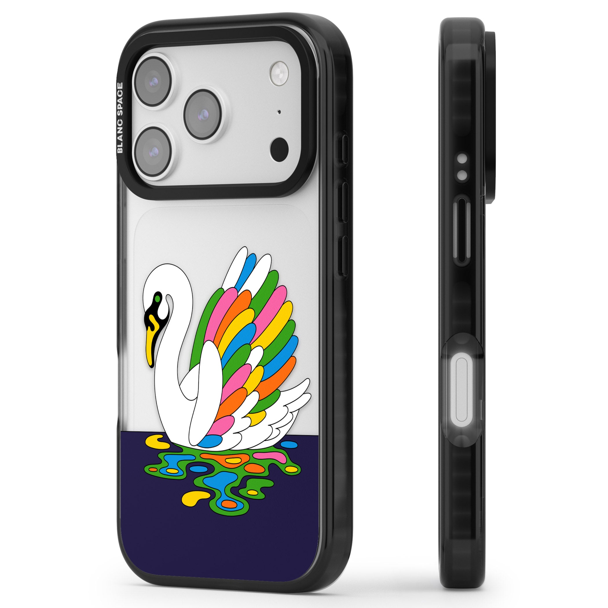 Serene Swan iPhone 17 Pro Impact Black Phone Case Side Profile