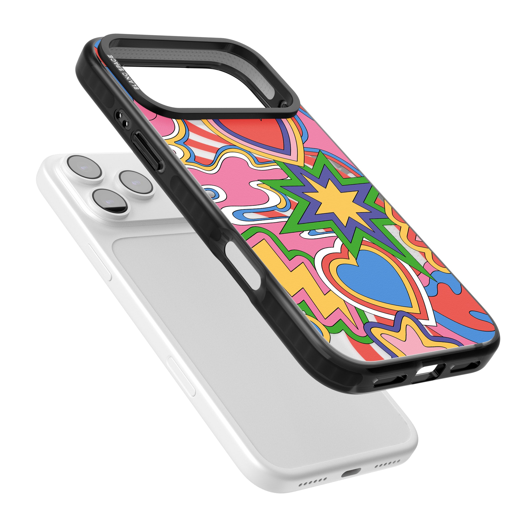 Psychedelic Pop Art Explosion iPhone 17 Pro Impact Black Phone Case Colours