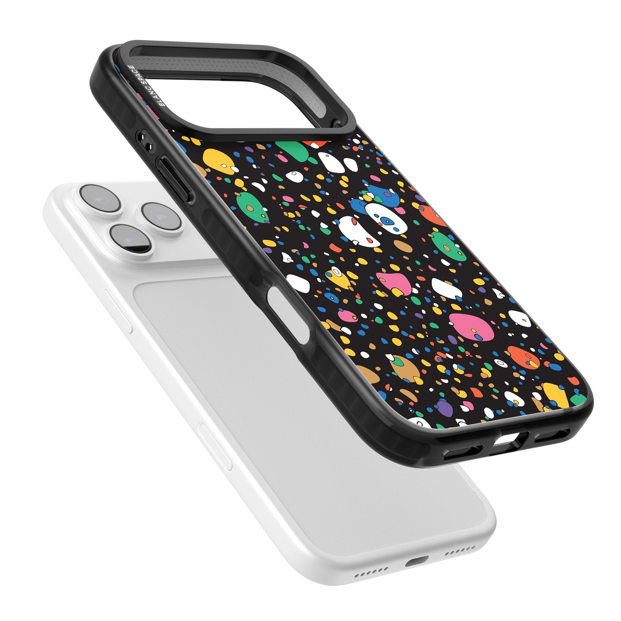 Colourful Confetti Pebbles (Black) iPhone 17 Pro Impact Black Phone Case Colours