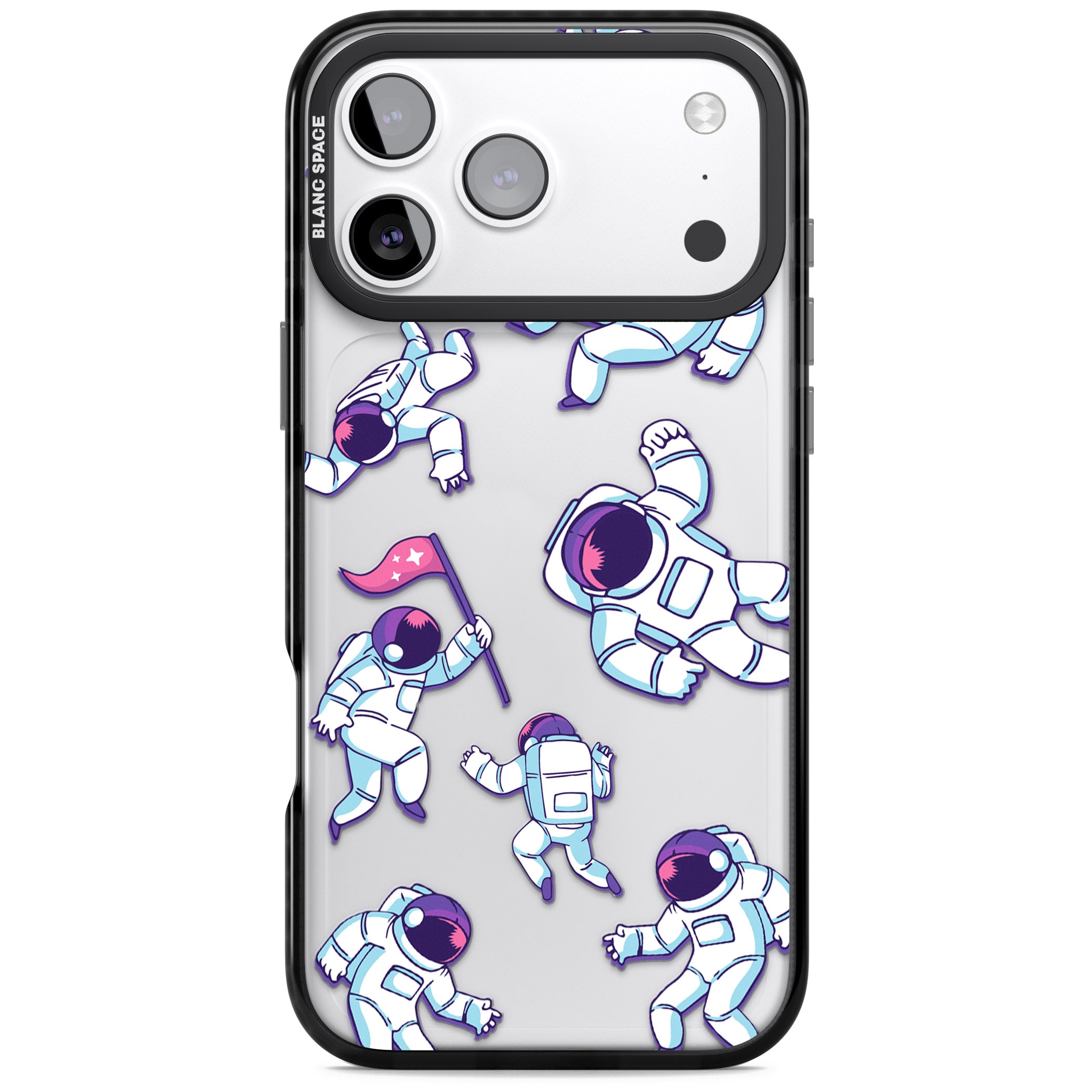 Astronaut Pattern iPhone 17 Pro Impact Black Phone Case