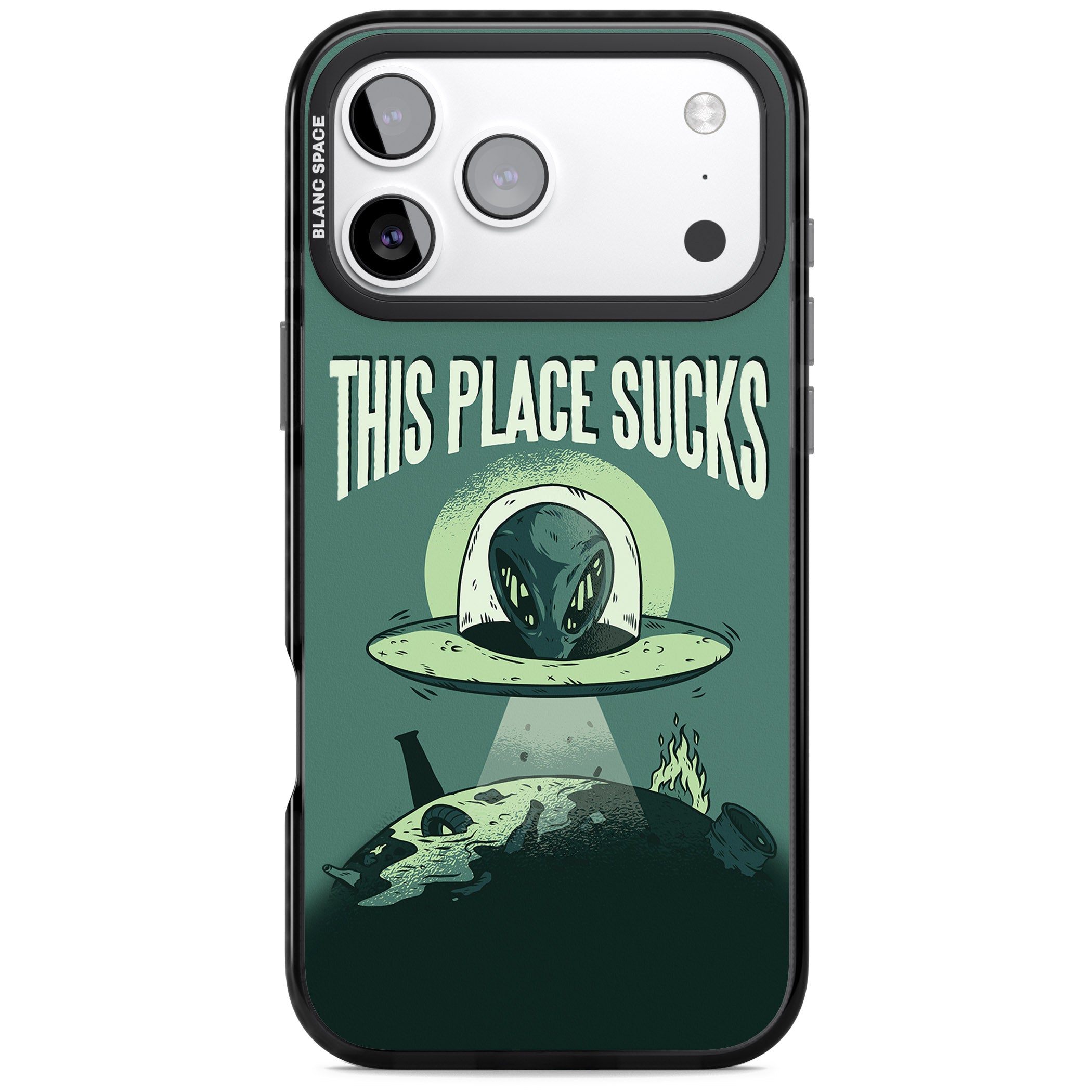 Earth Sucks iPhone 17 Pro Impact Black Phone Case