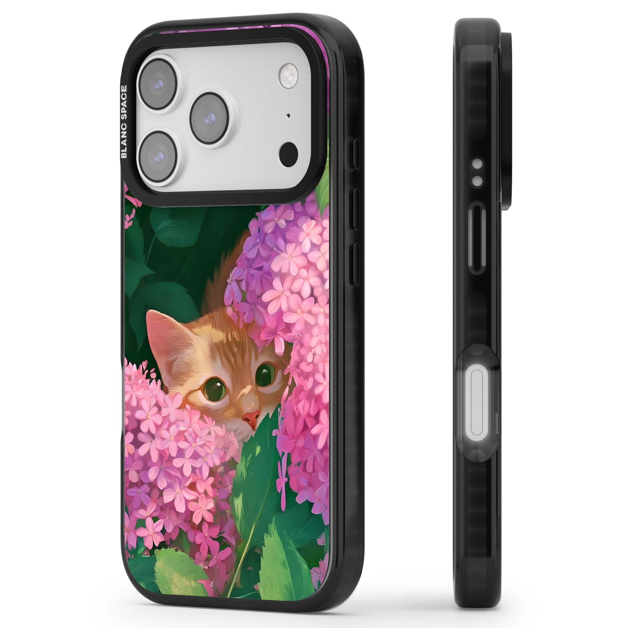 Cat In Pink Flowers