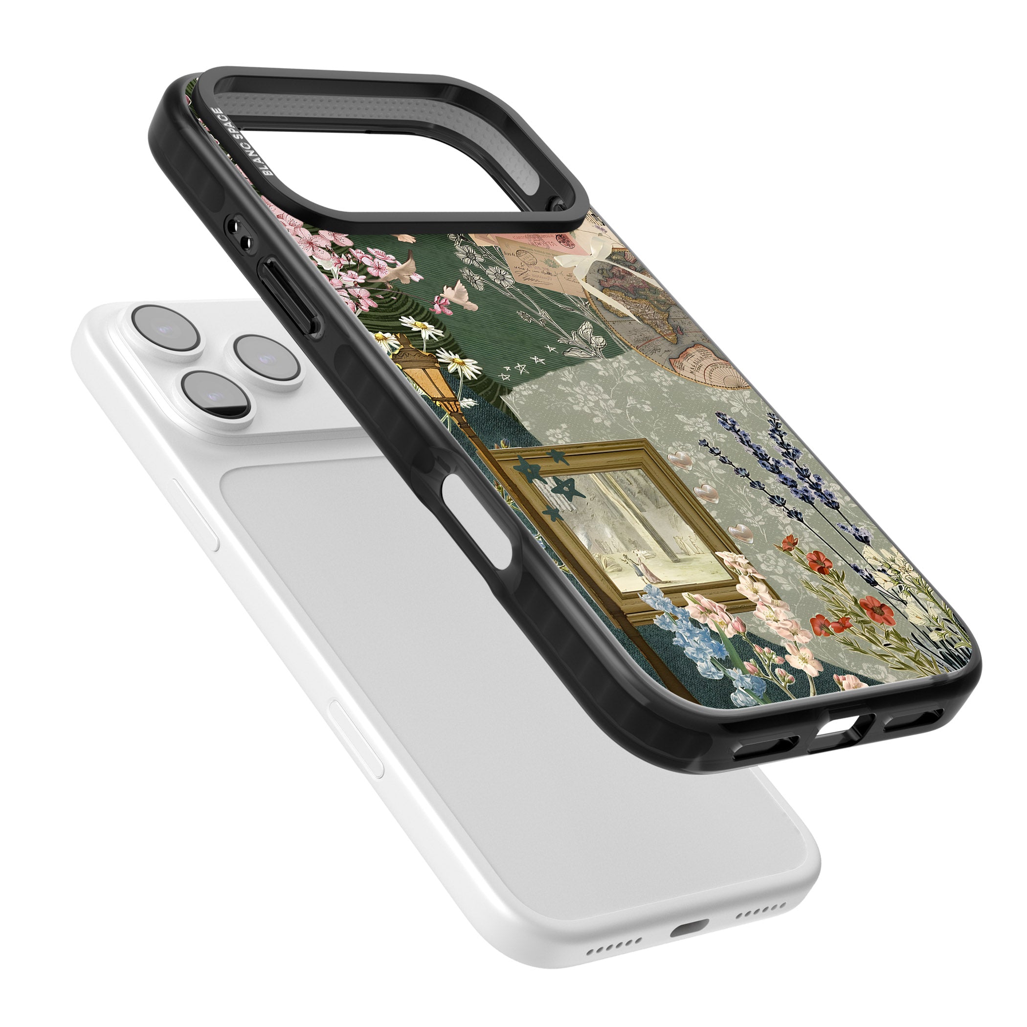 Vintage Spring Collage iPhone 17 Pro Impact Black Phone Case Colours