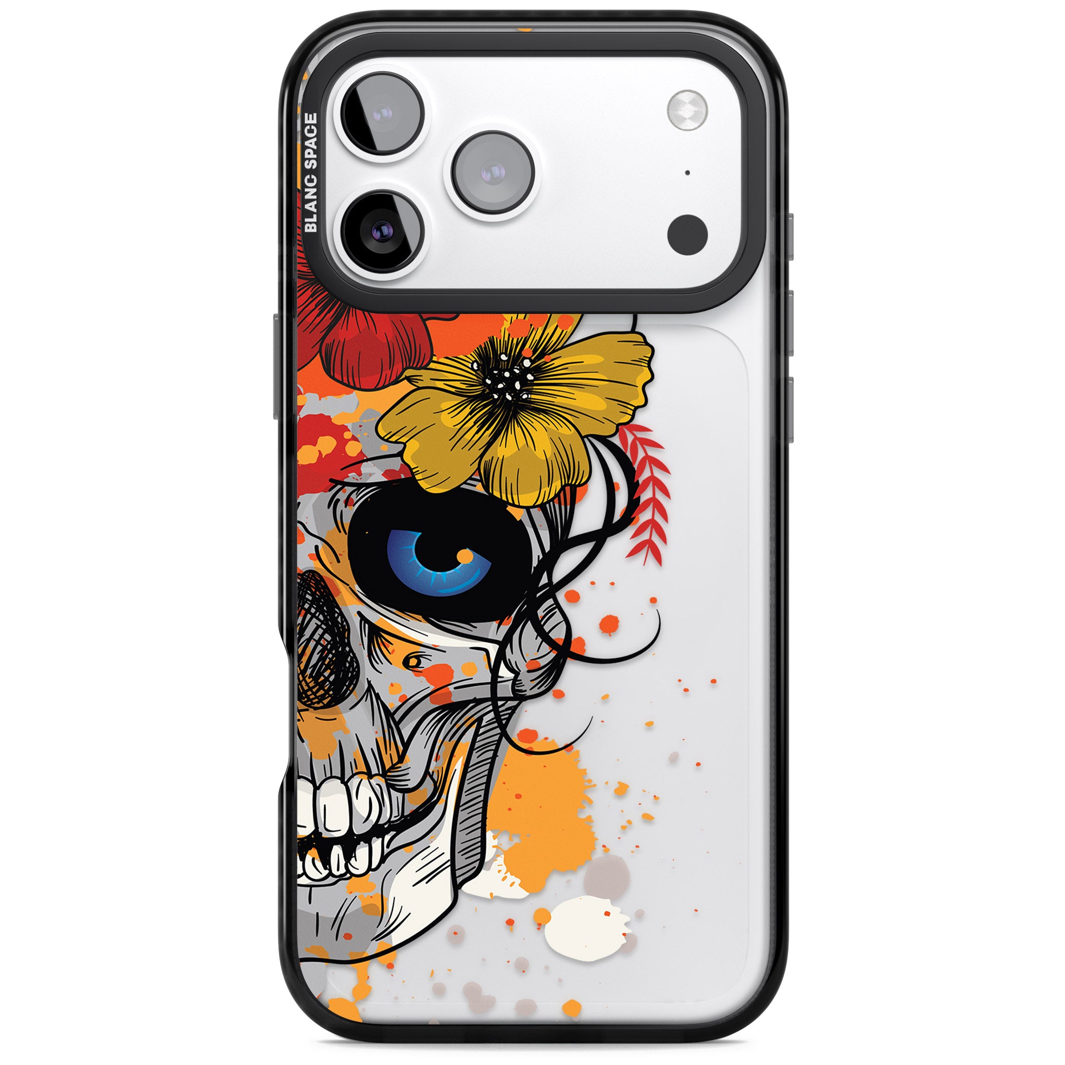 Sugar Skull Flowers iPhone 17 Pro Impact Black Phone Case