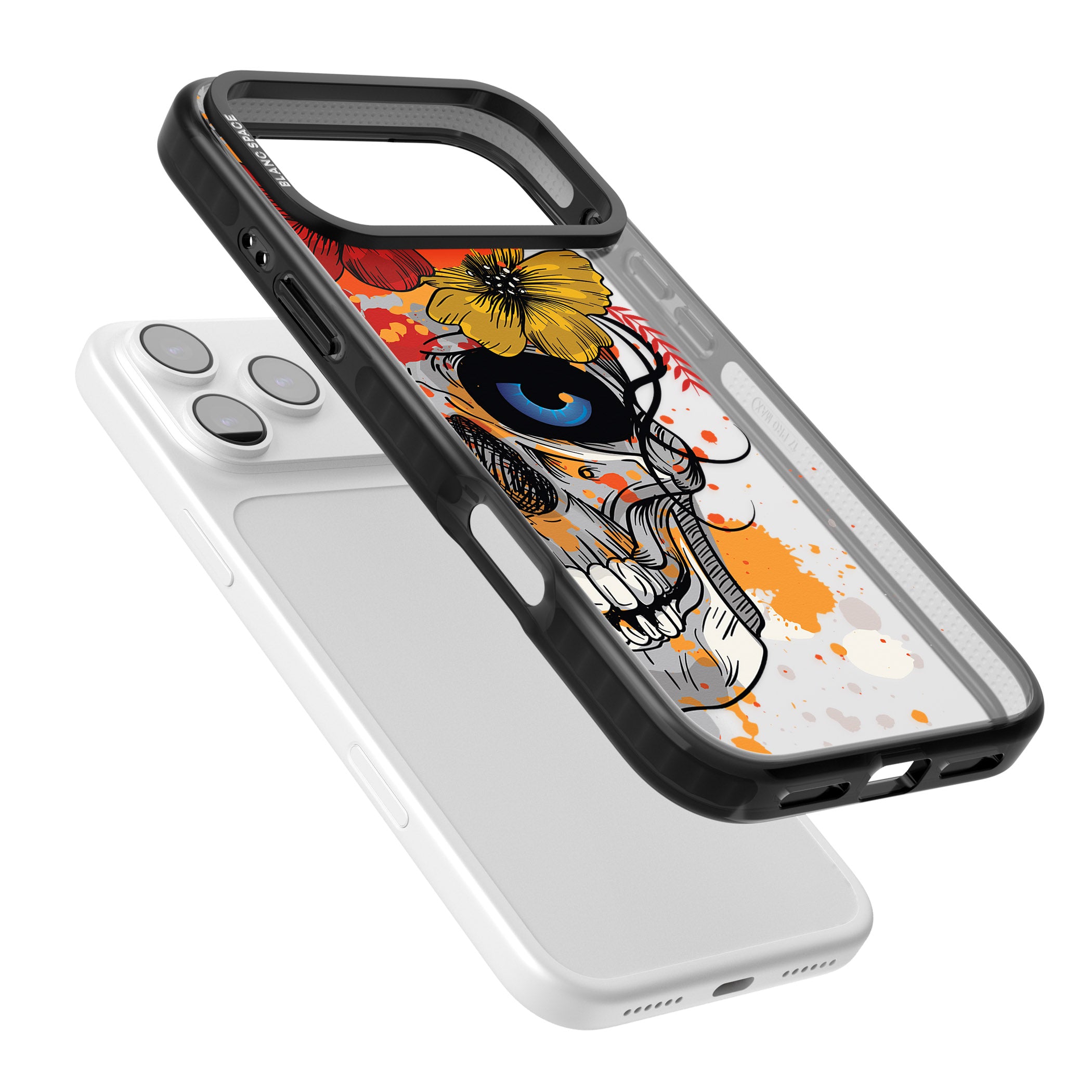 Sugar Skull Flowers iPhone 17 Pro Impact Black Phone Case Colours