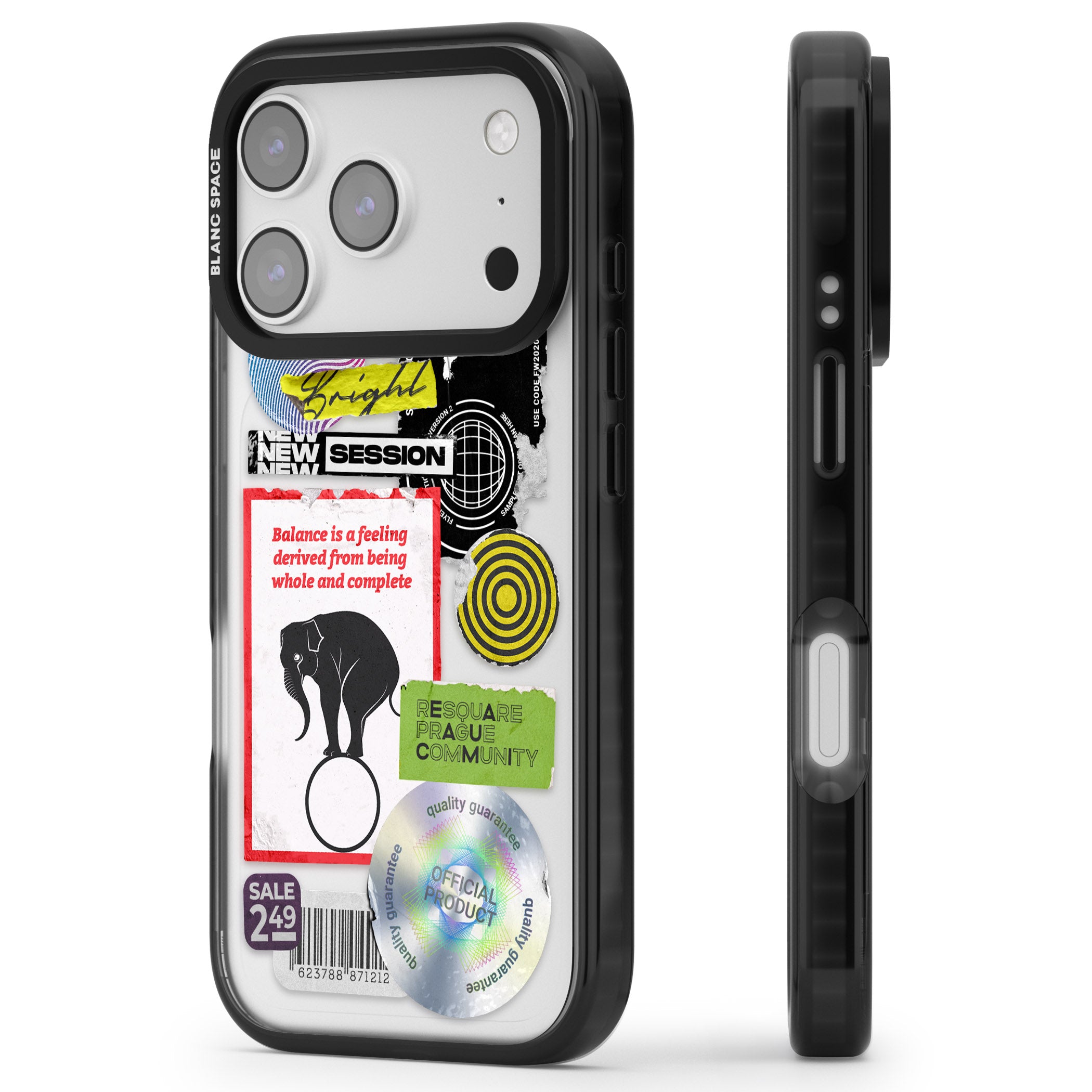 Peeled Sticker Mix iPhone 17 Pro Impact Black Phone Case Side Profile