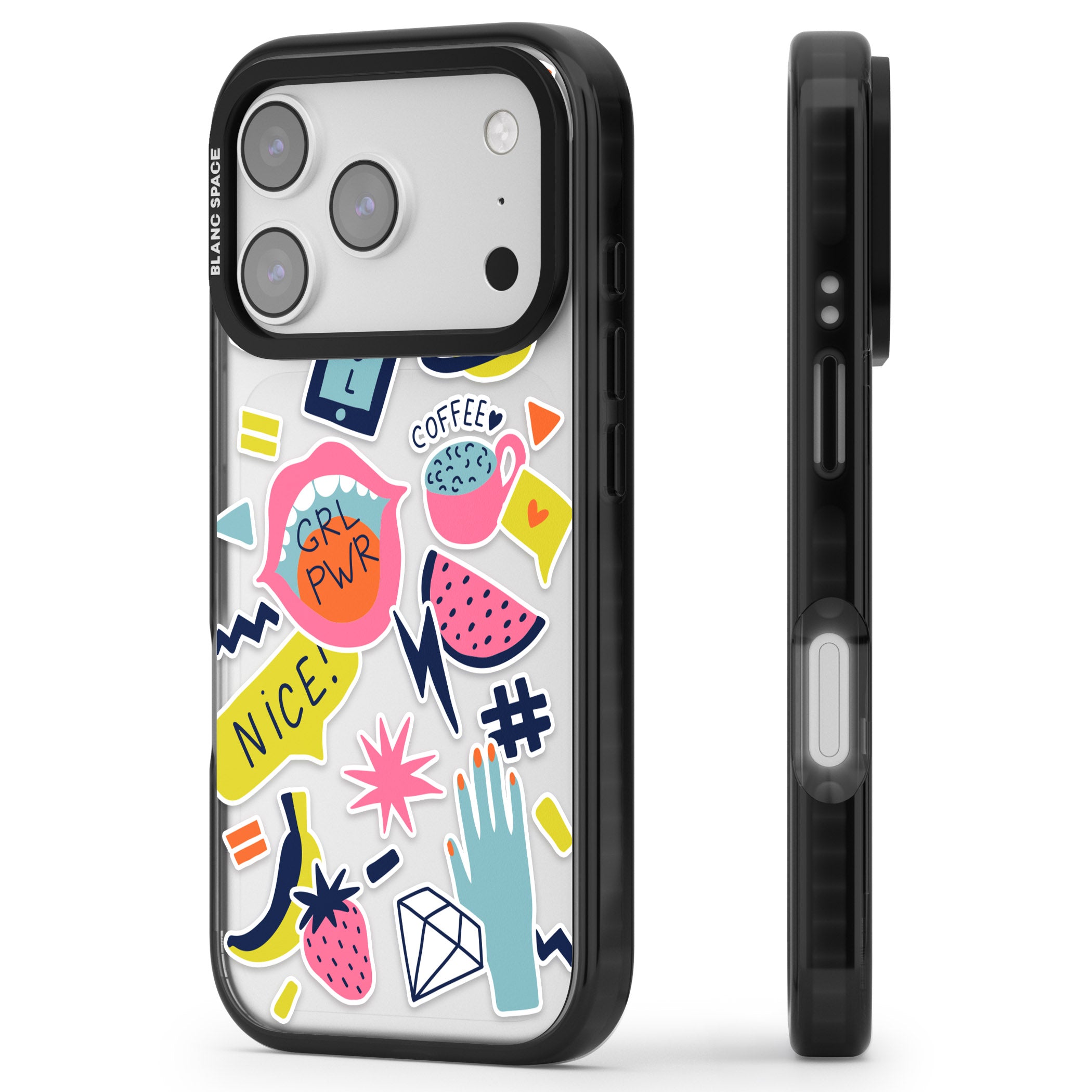 Grl Pwr iPhone 17 Pro Impact Black Phone Case Side Profile