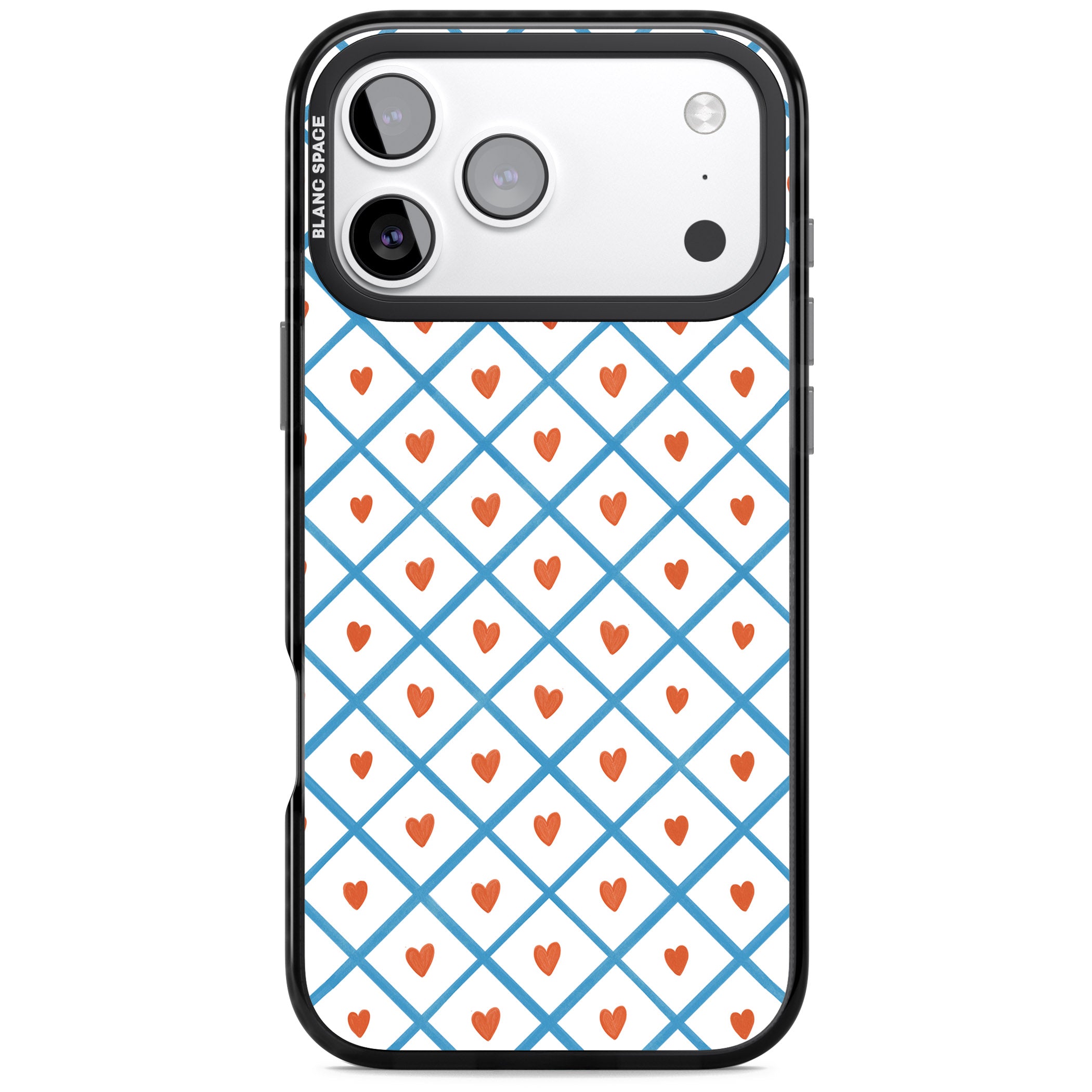 Lattice Love Hearts iPhone 17 Pro Impact Black Phone Case