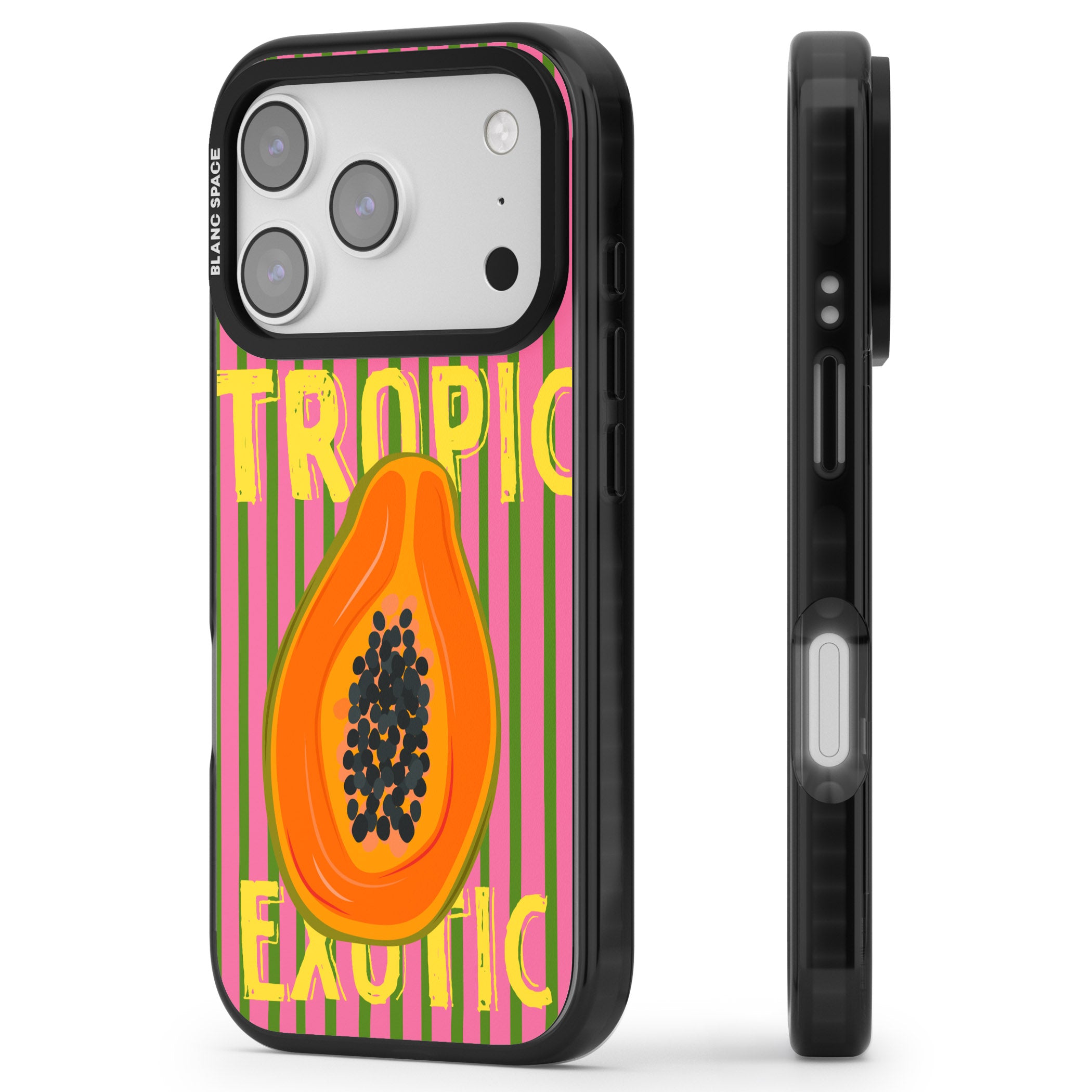 Tropic Exotic iPhone 17 Pro Impact Black Phone Case Side Profile