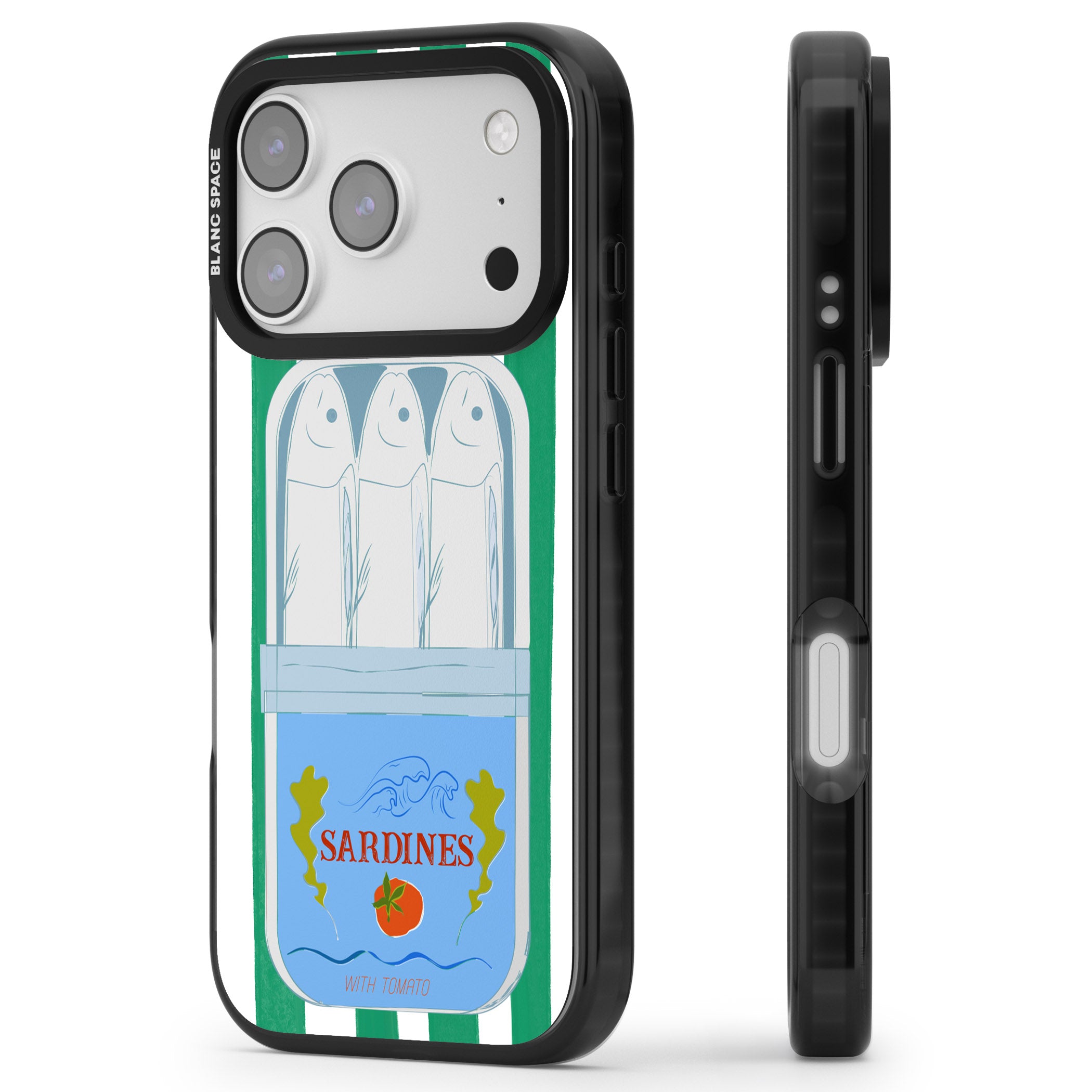 Italian Coastal Sardines iPhone 17 Pro Impact Black Phone Case Side Profile