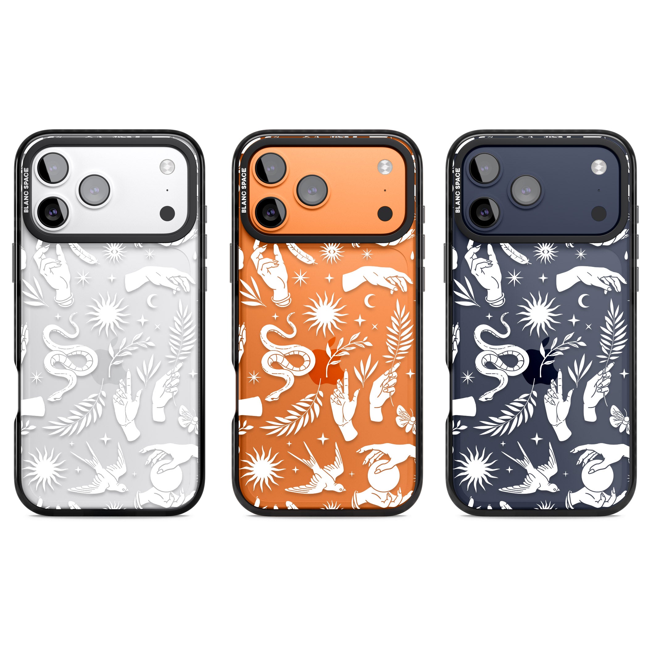 Celestial Pattern (White) iPhone 17 Pro Impact Black Phone Case APT Impact Protection