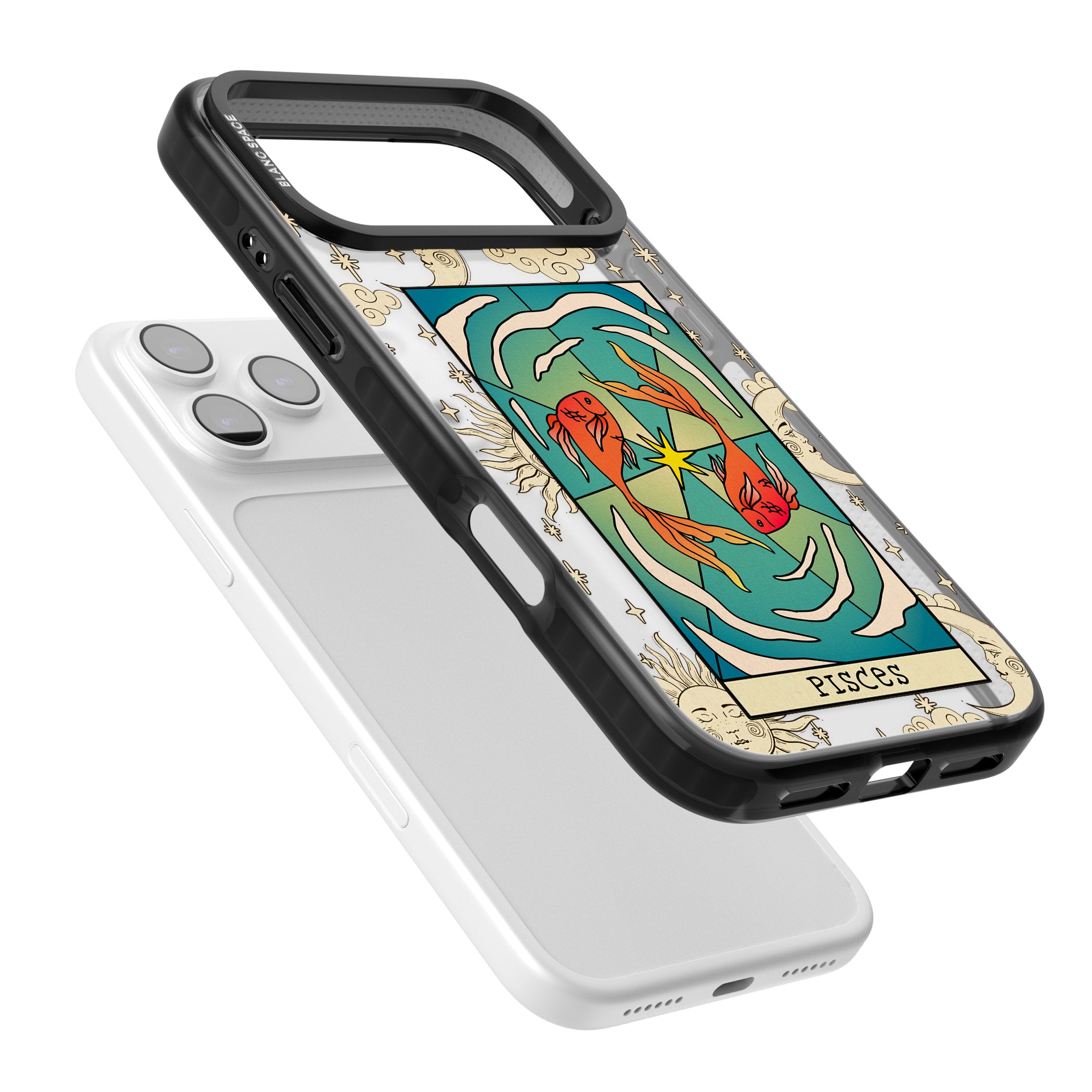 Celestial Zodiac Pisces iPhone 17 Pro Impact Black Phone Case Colours