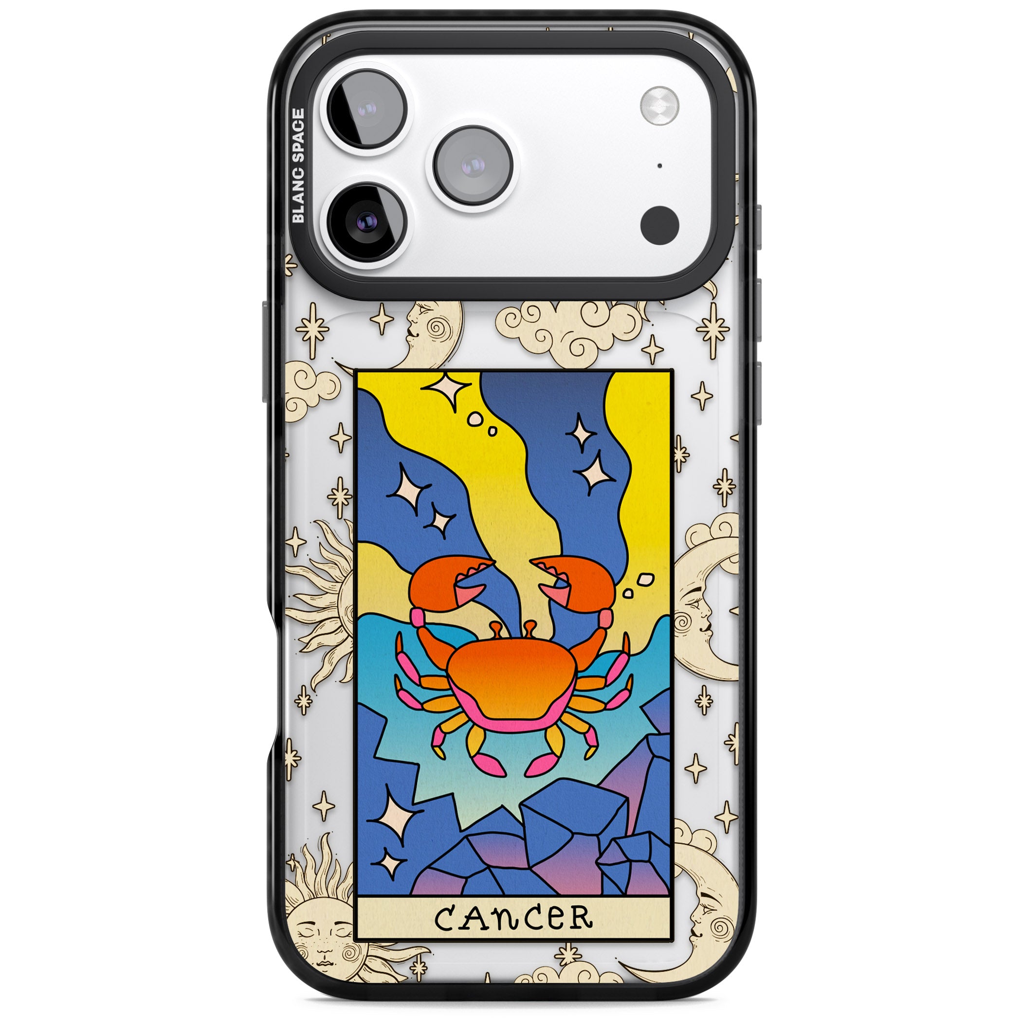 Celestial Zodiac Cancer iPhone 17 Pro Impact Black Phone Case