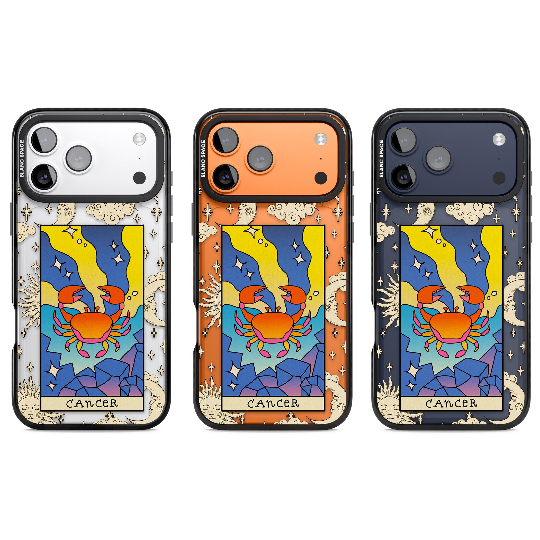 Celestial Zodiac Cancer iPhone 17 Pro Impact Black Phone Case APT Impact Protection