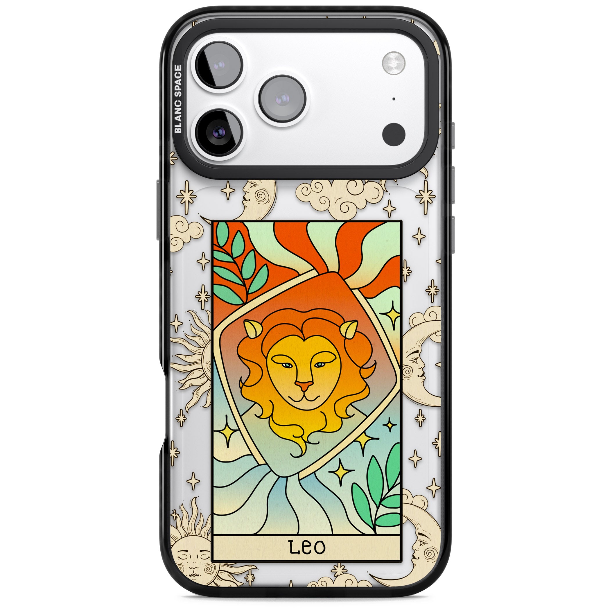 Celestial Zodiac Leo iPhone 17 Pro Impact Black Phone Case