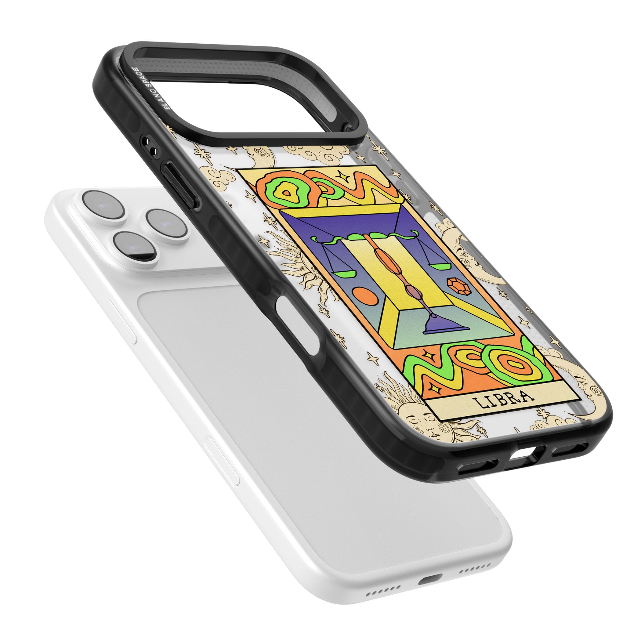 Celestial Zodiac Libra iPhone 17 Pro Impact Black Phone Case Colours
