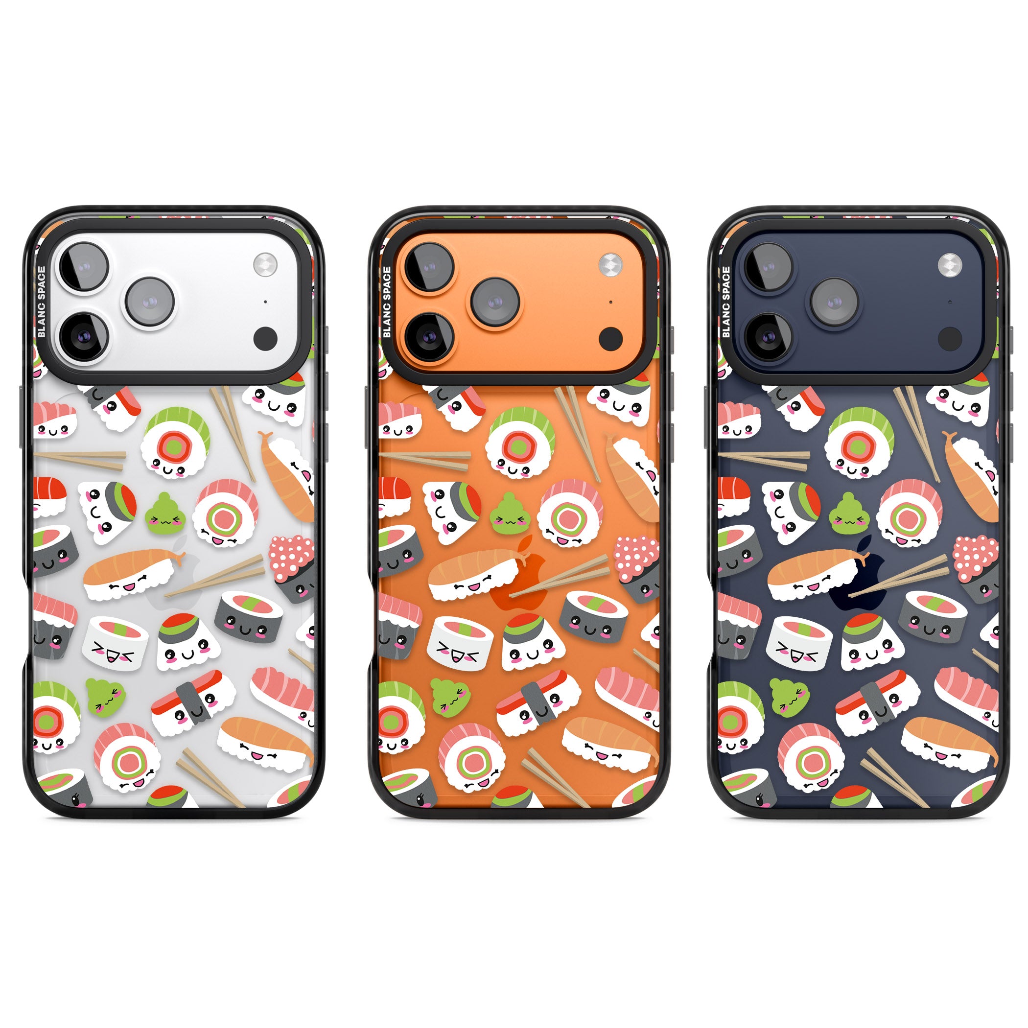 Kawaii Sushi Party iPhone 17 Pro Impact Black Phone Case APT Impact Protection