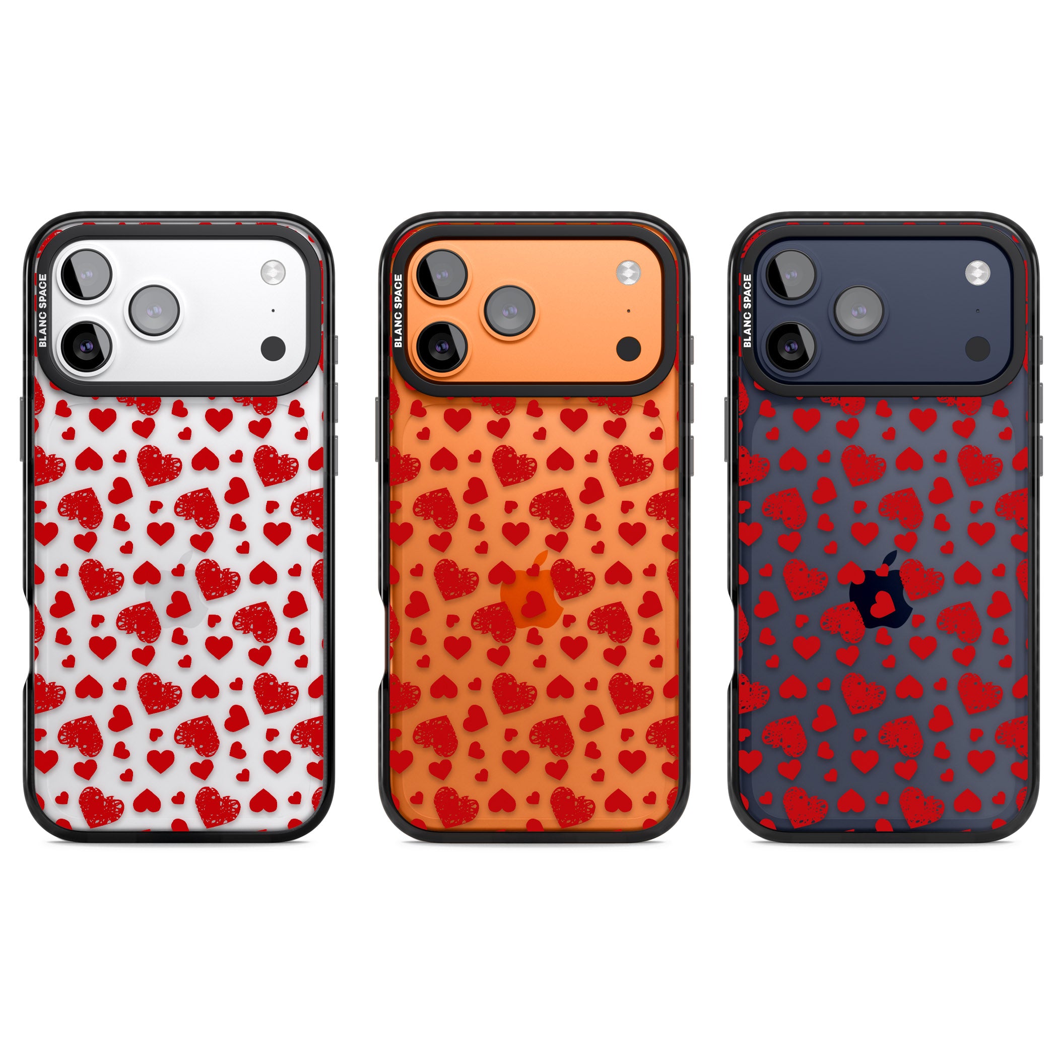 Red Heart Pattern Classic iPhone 17 Pro Impact Black Phone Case APT Impact Protection