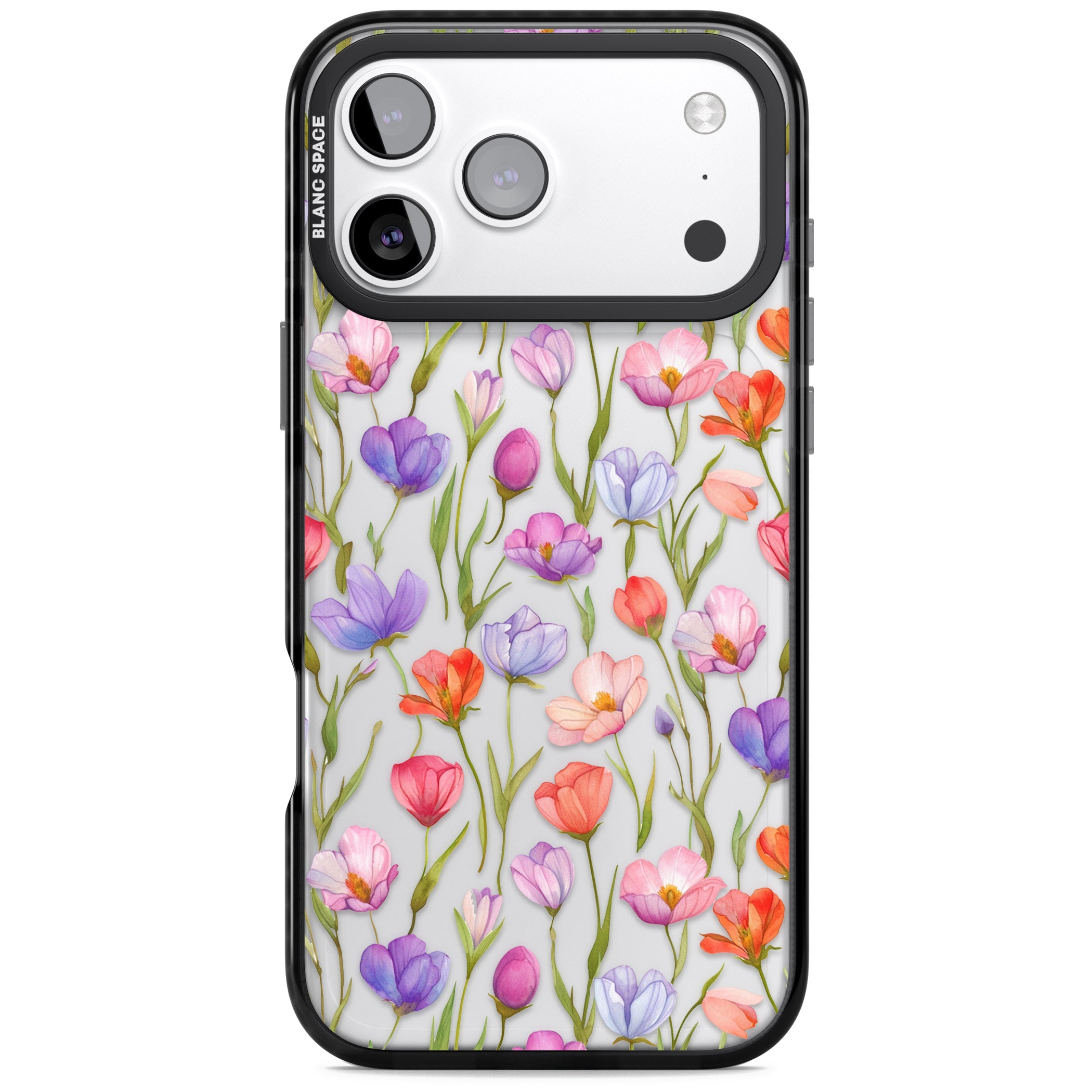 Red, Pink & Purple Flowers iPhone 17 Pro Impact Black Phone Case