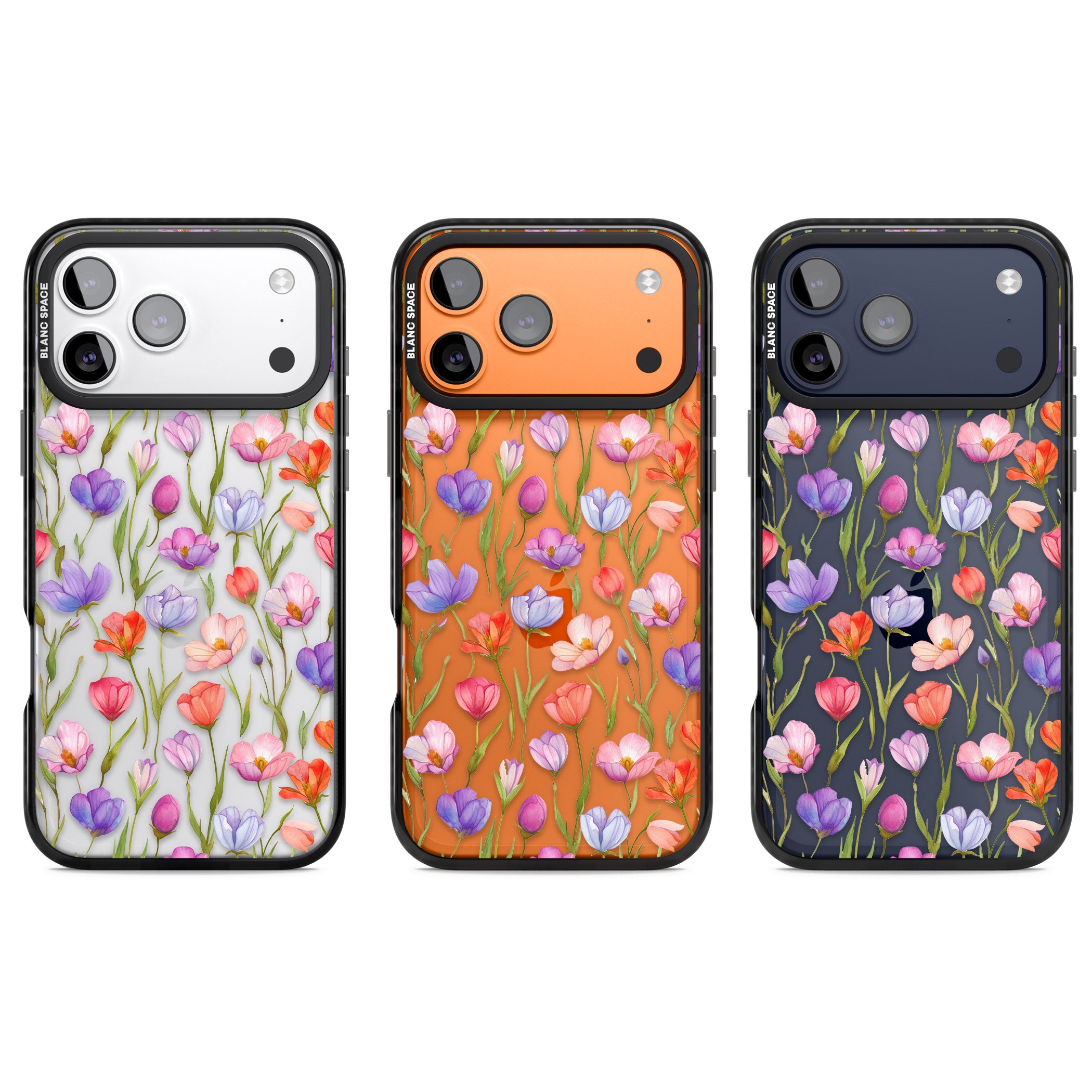 Red, Pink & Purple Flowers iPhone 17 Pro Impact Black Phone Case APT Impact Protection