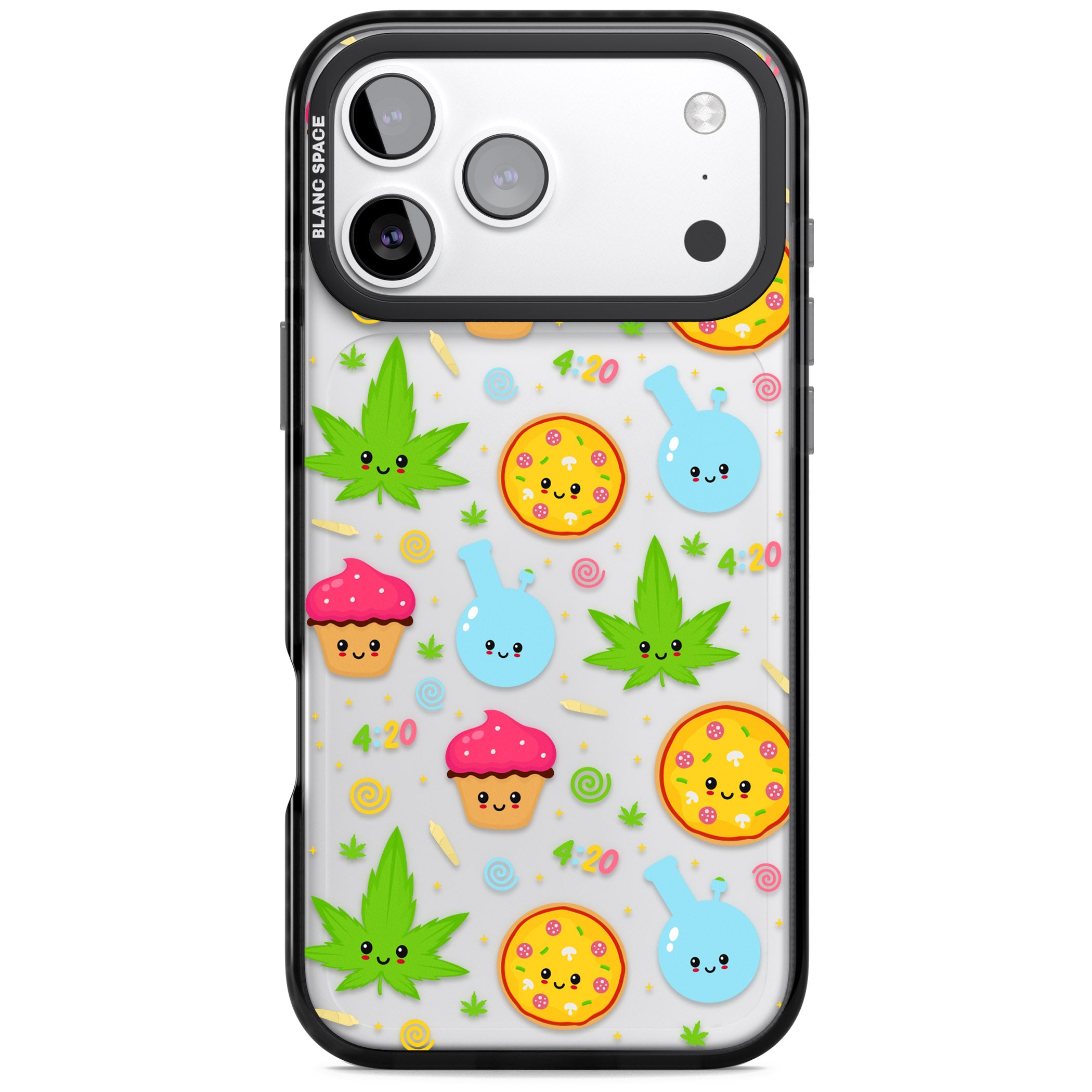 Kawaii Weed Pattern iPhone 17 Pro Impact Black Phone Case