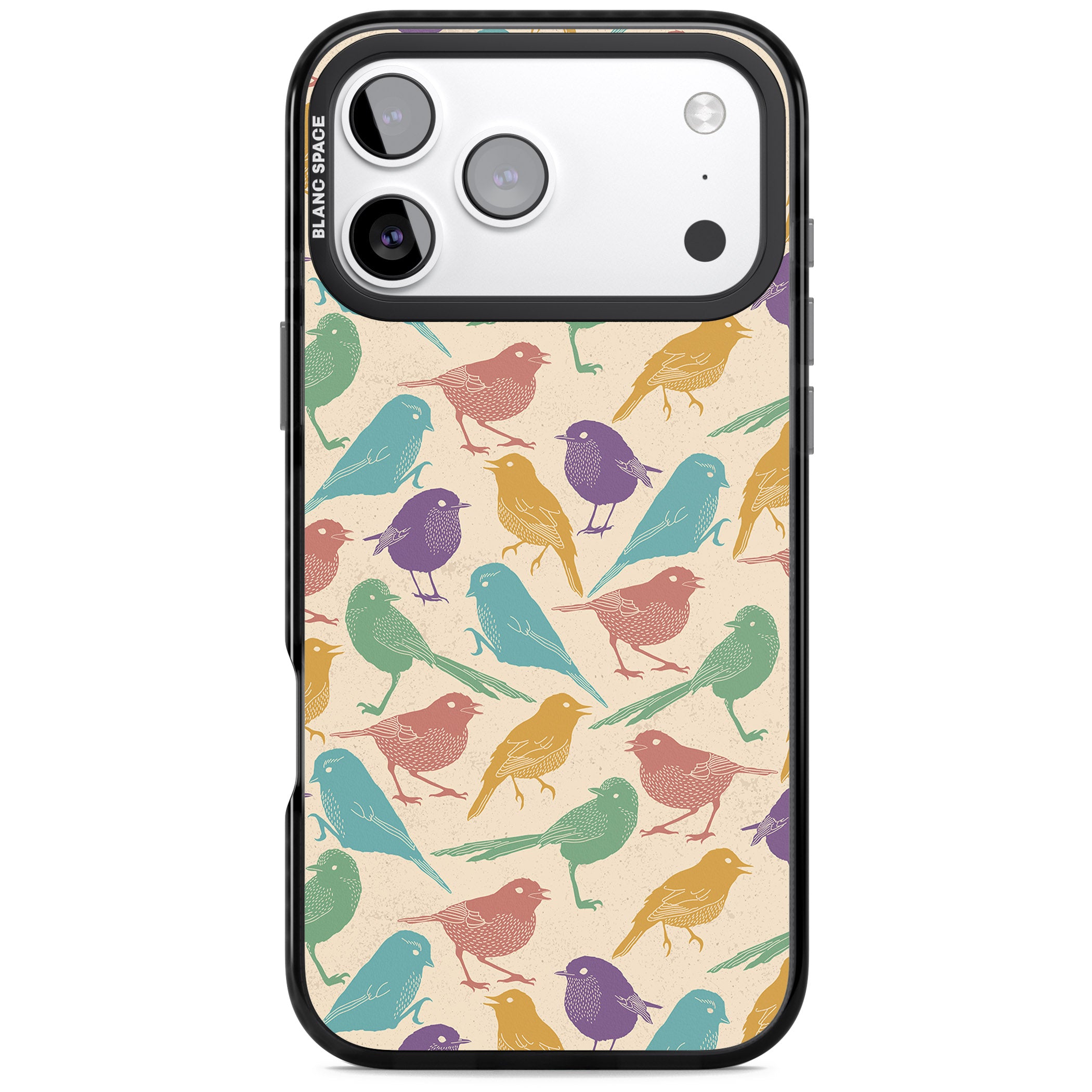 Colorful Feathered Friends iPhone 17 Pro Impact Black Phone Case